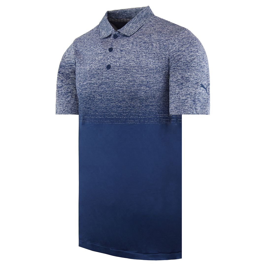 Puma EvoKnit Performance Fit Kortärmad Blå Ombre Polotröja för herrar 595106 01 – bild 2
