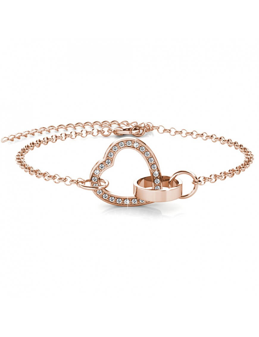 Thumbnail - Verschlossenes Herz-Armband - Rose Gold und Kristall