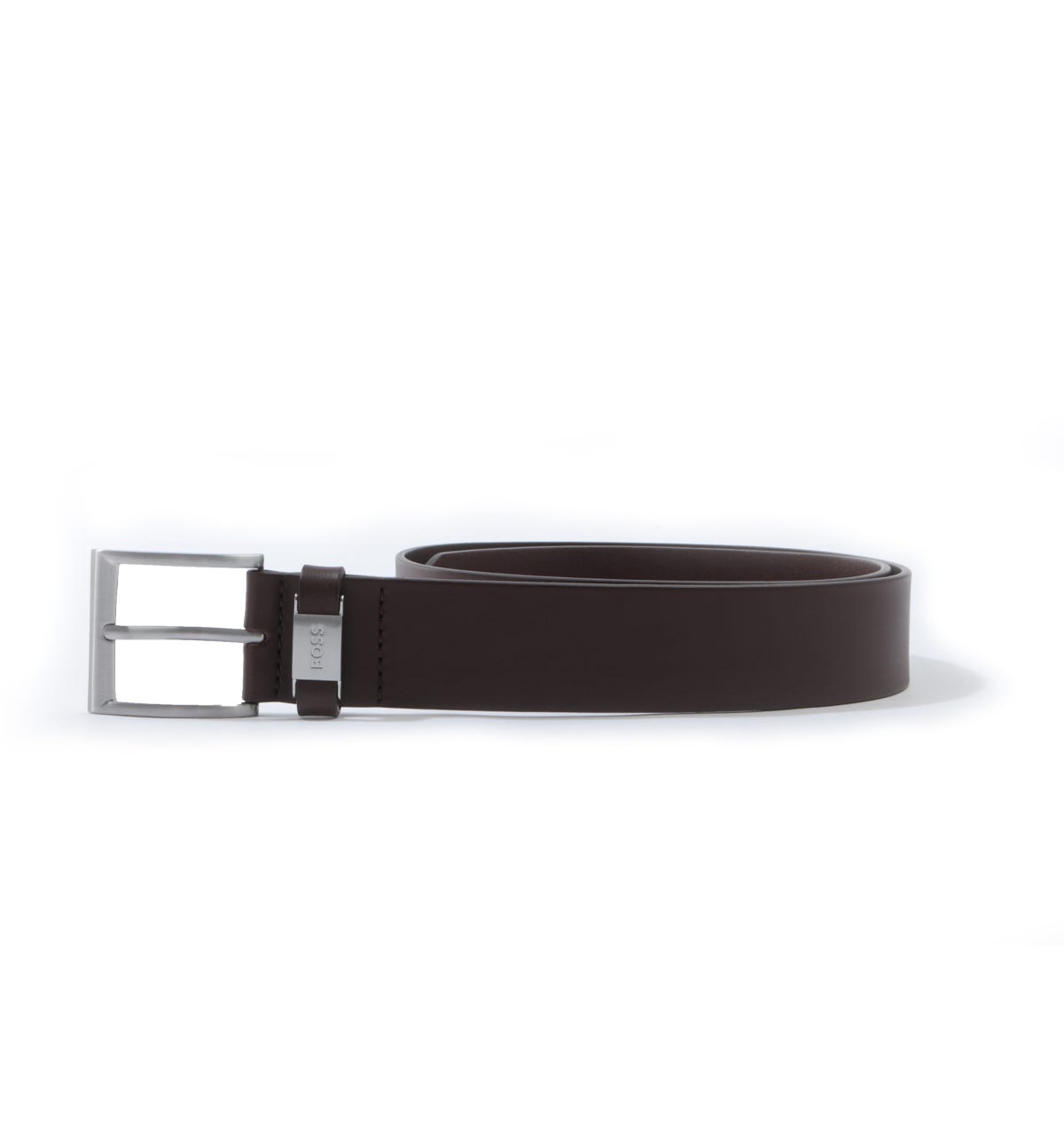 Boss Mens Logo Emed Keeper Leather Belt - Brown - Size 34 (Waist)