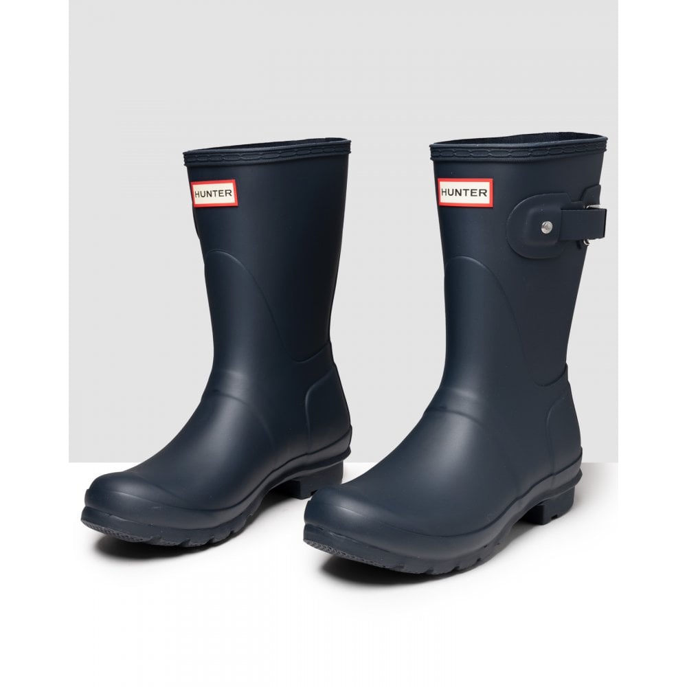 Hunter Womens Original Short Ladies Wellington Boots – Navy – Size UK 8