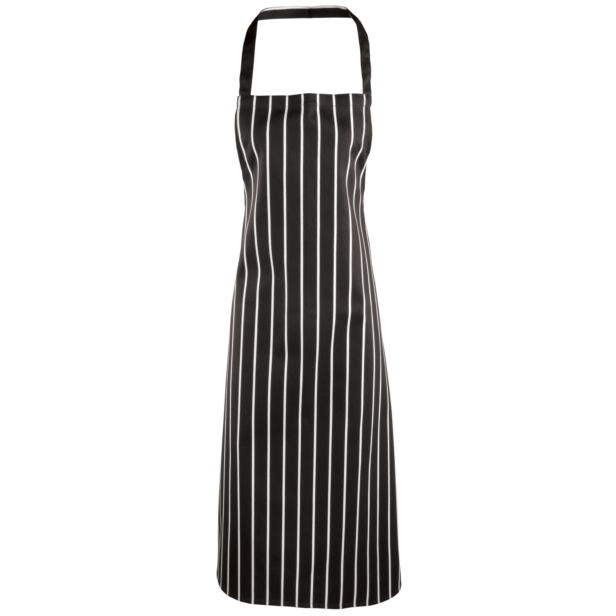 Thumbnail - Premier Ladies/Womens Stripe Apron (Metzgerstil) (Schwarz/Weiß)