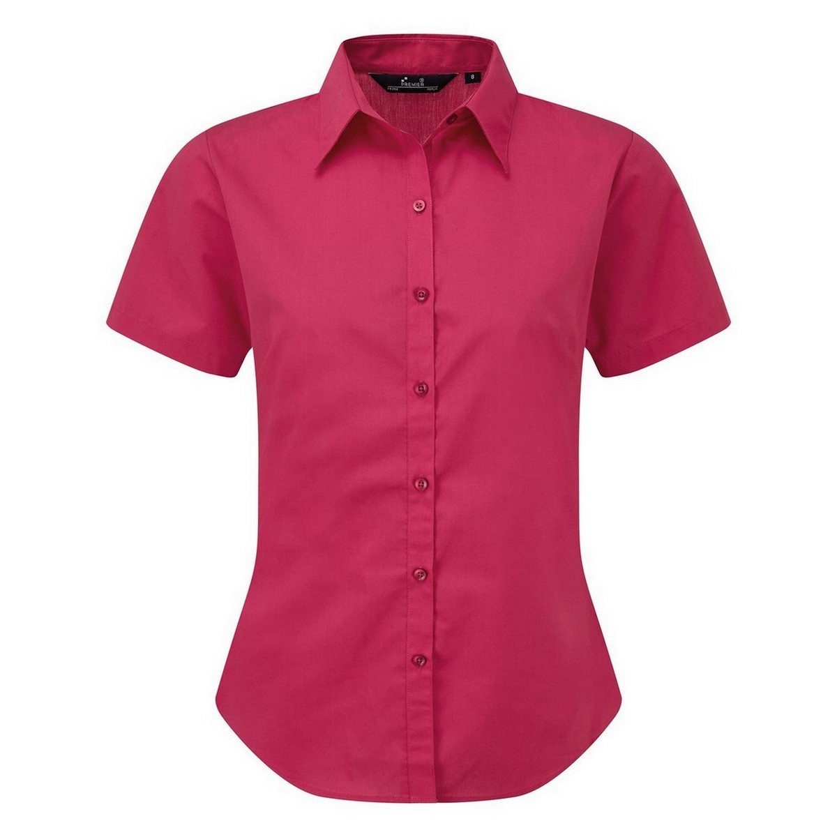 Thumbnail - Premier Damen Kurzarm Popeline Bluse / Arbeitshemd (Hot Pink)