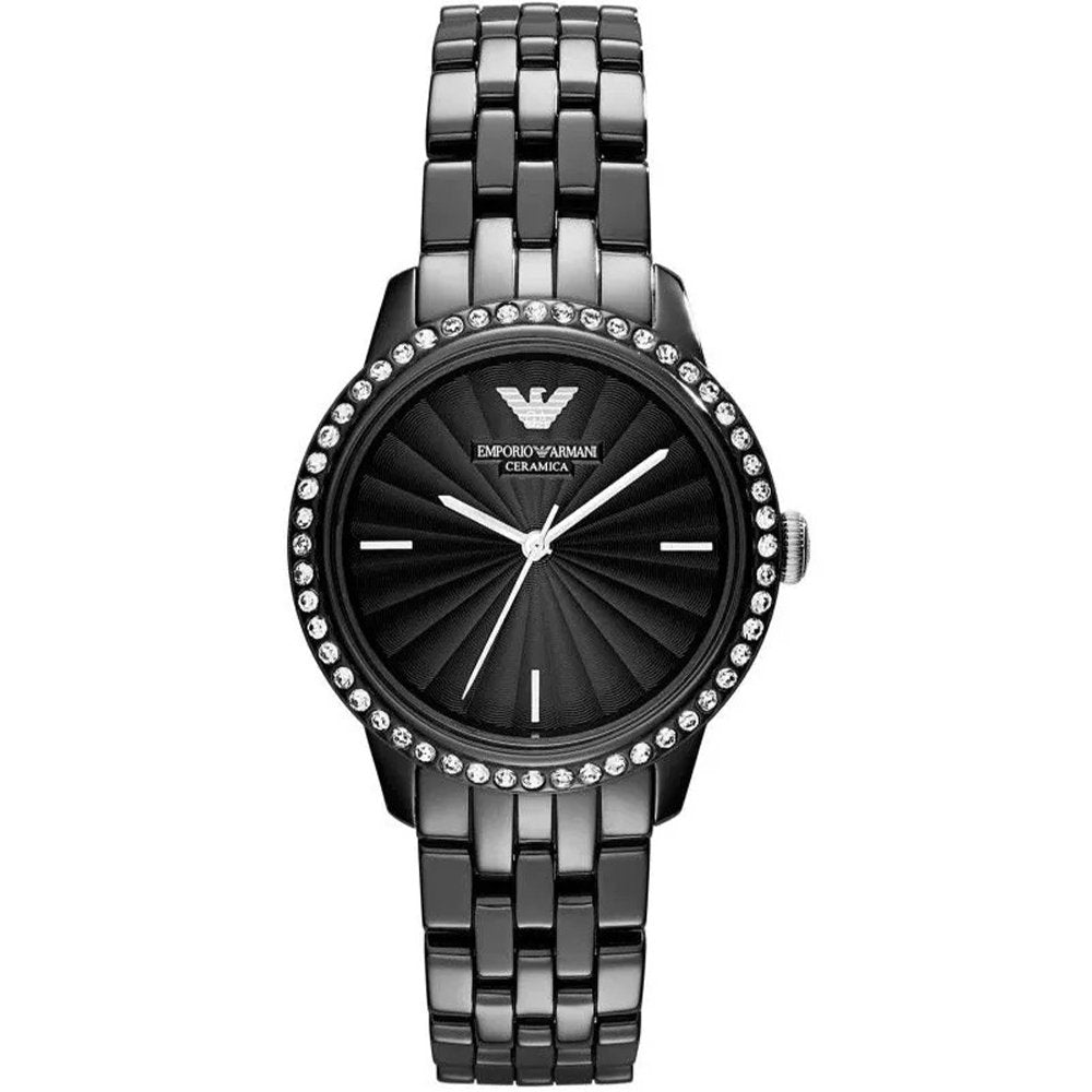 Thumbnail - Emporio Armani AR1478 Damen Ceramica Schwarz Kristall Uhr