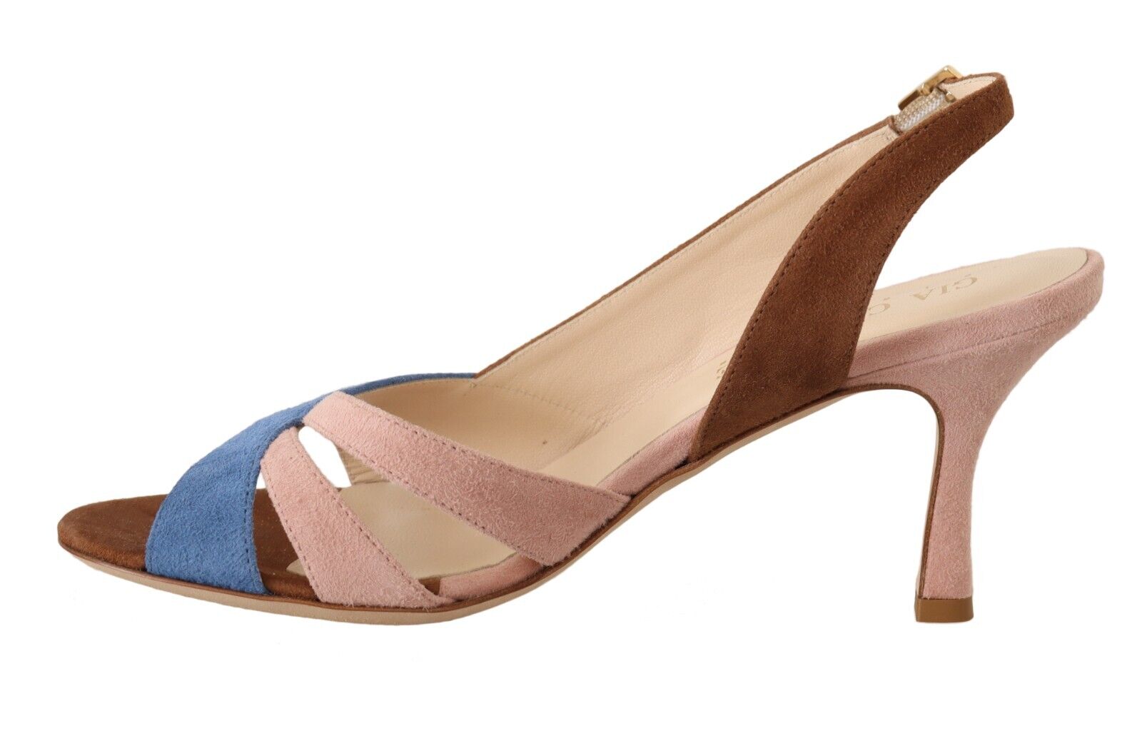 Gia Couture Kvinnors Flerfärgad Mocka Läder Slingback Klack Sandaler Skor dam – bild 2