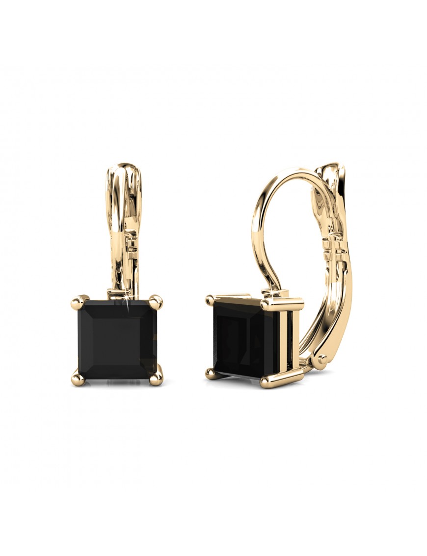 Quadratische Ohrringe - Gold und Schwarz
