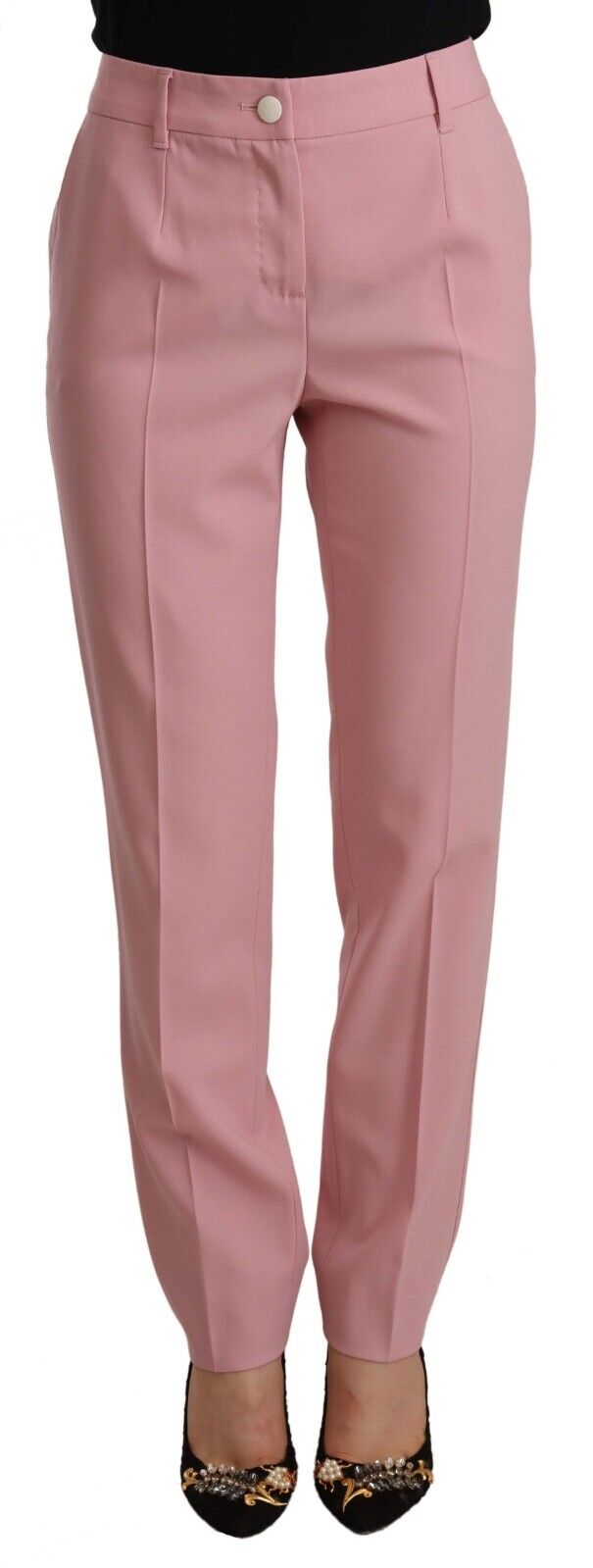 Dolce & Gabbana Pantalon fuselé en laine vierge stretch rose pour femme