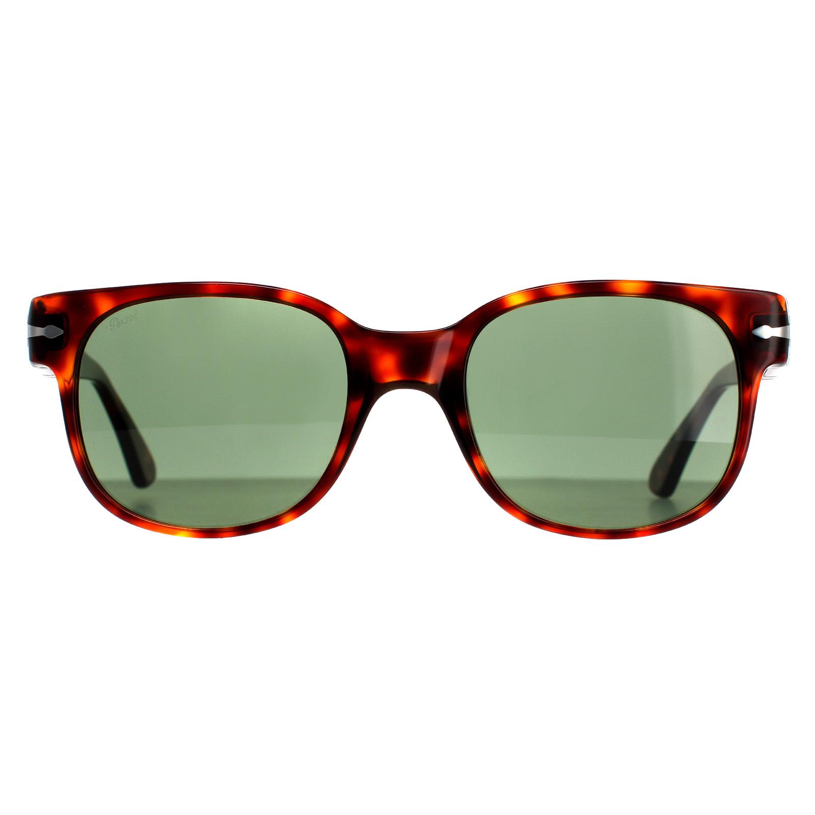 Persol Square Unisex Havana Green PO3257S Sunglasses - Brown - One Size