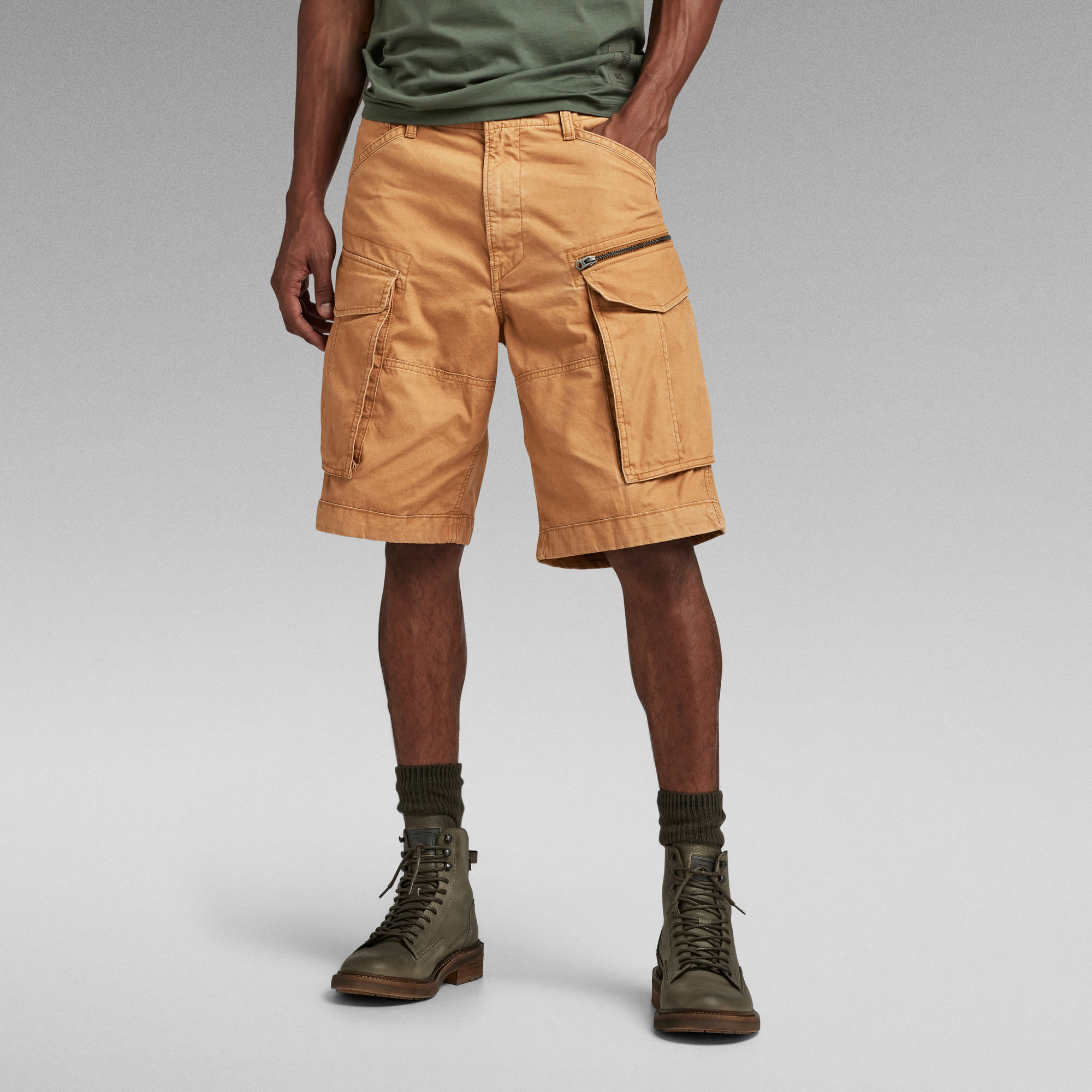 G Star Raw Mens G-Star RAW Rovic Zip Relaxed Shorts - Brown Cotton - Size 28 (Waist)