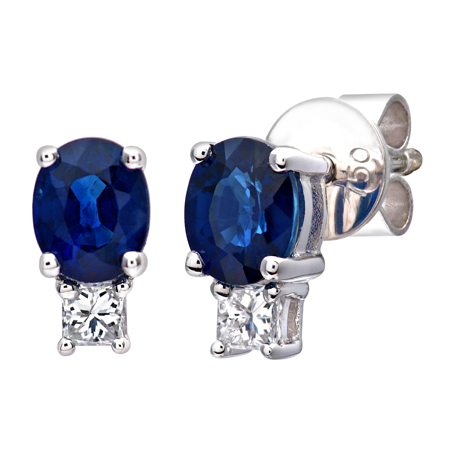 Diamant L’Eternel Womens 18ct White Gold 0.33ct Diamond and Sapphire Leaf Earrings – One Size
