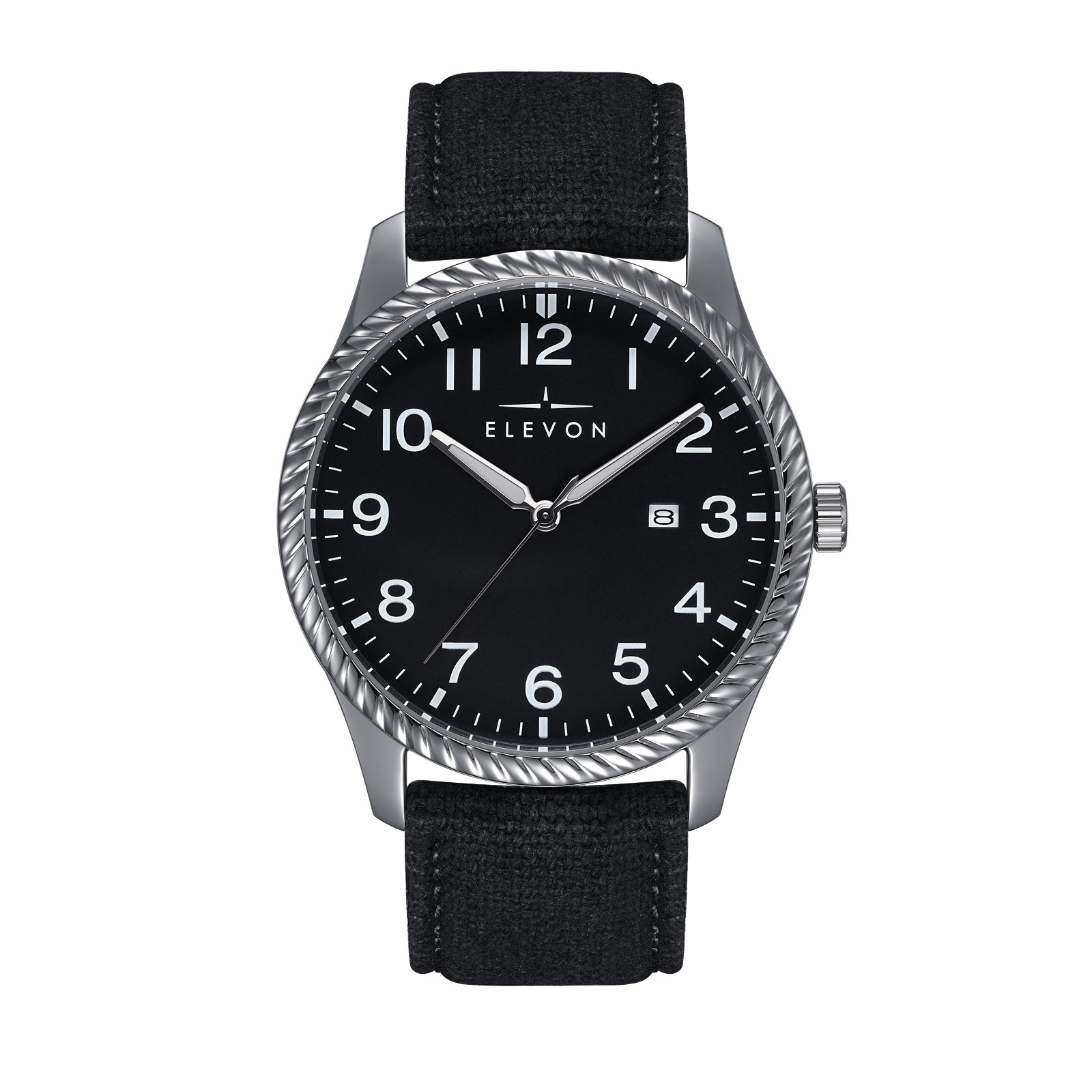 Thumbnail - Montre Elevon Crosswind avec bracelet en cuir recouvert de toile et date