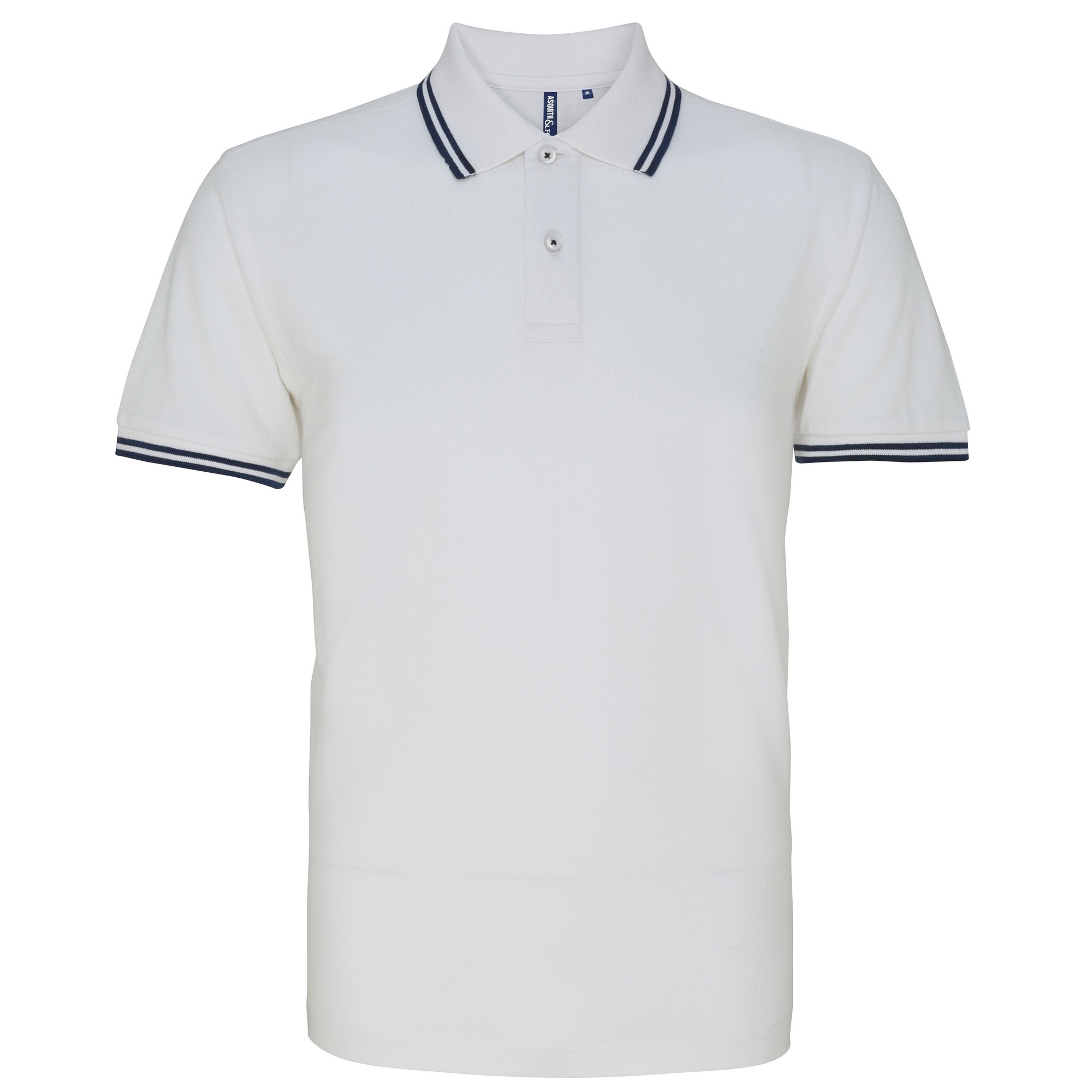Thumbnail - Asquith & Fox Herren Poloshirt mit klassischer Passform (Weiß/Navy)