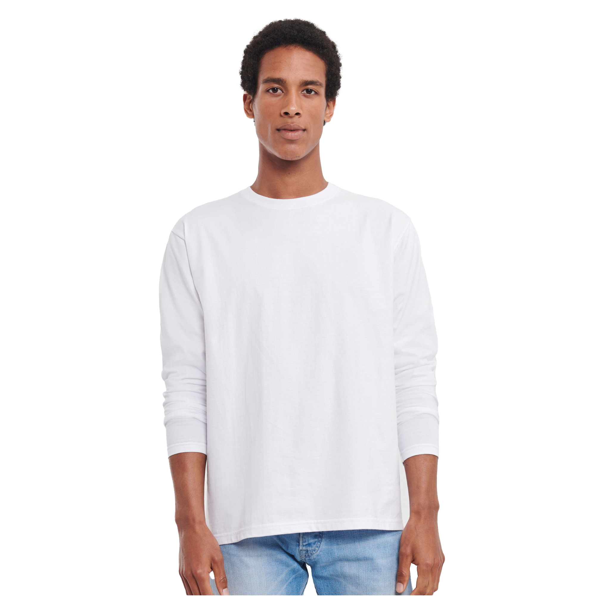 Thumbnail - Russell - T-Shirt für Herren/Damen Unisex Langärmlig (Weiß)