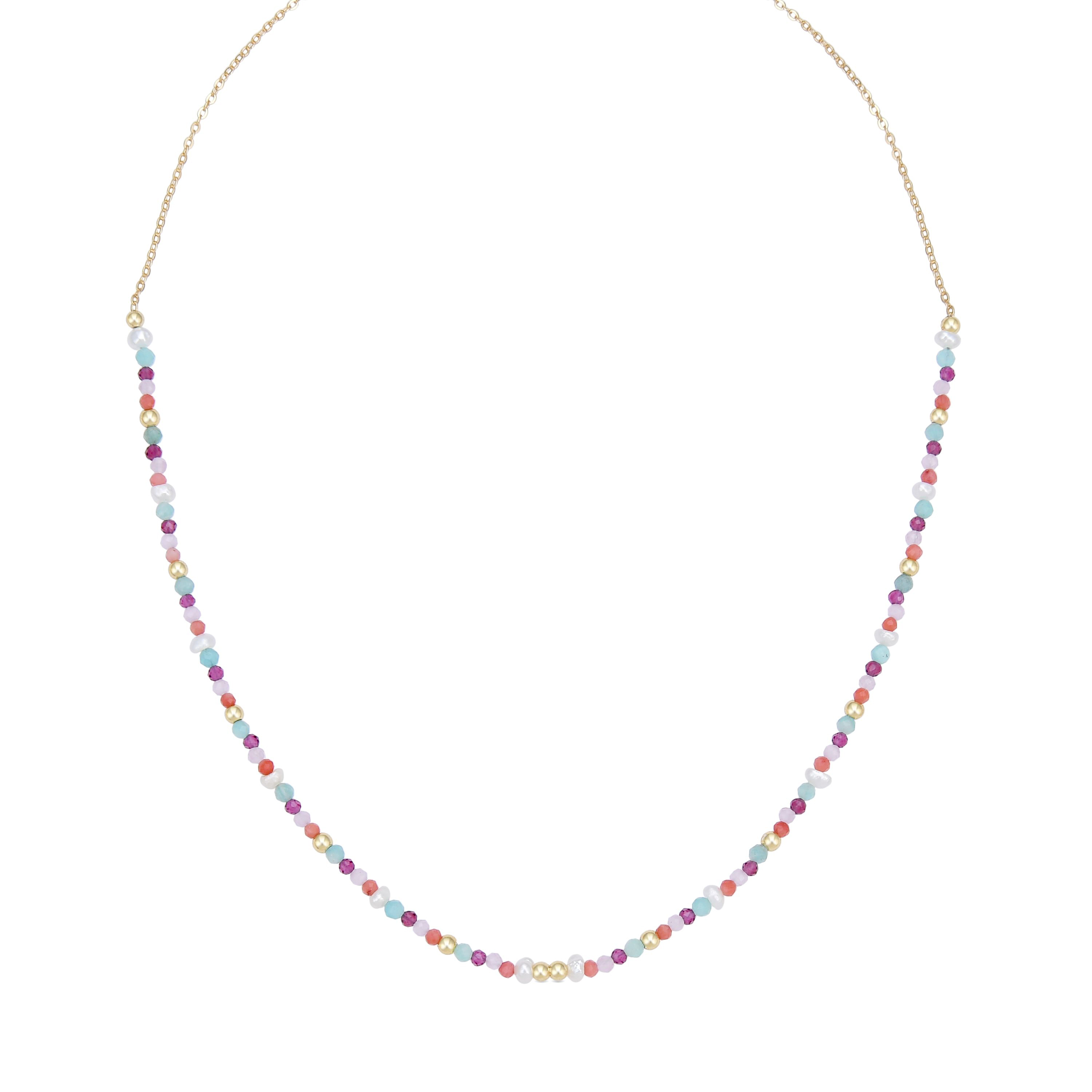 Thumbnail - Luxenter Halskette aus 925er Sterlingsilber mit orangefarbenem Hydrothermalquarz in 18K Gelbgold - Asvorg