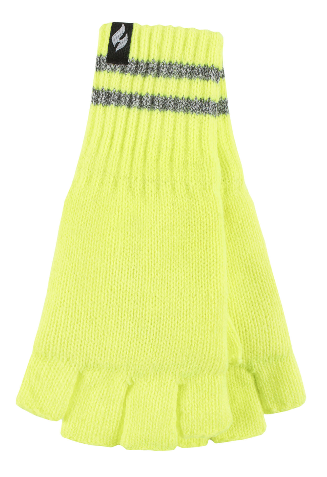 Thumbnail - Herren gestrickt fingerlose reflektierende Handschuhe für Winter | Wärmehalter | Thermal Hi Viz Arbeitshandschuhe - gelb