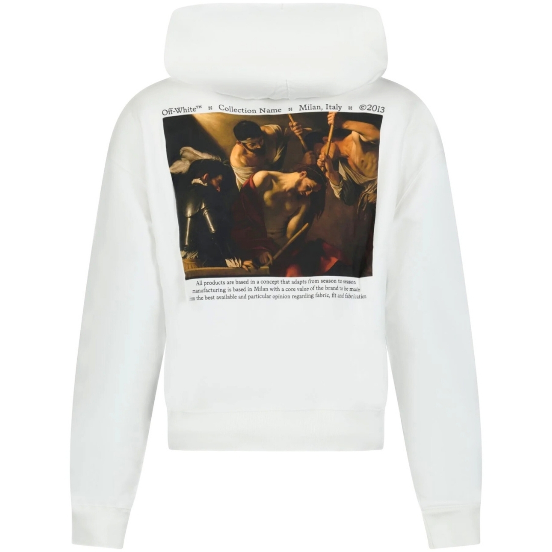 Caravaggio Crowing Design White Oversized Hoodie 2