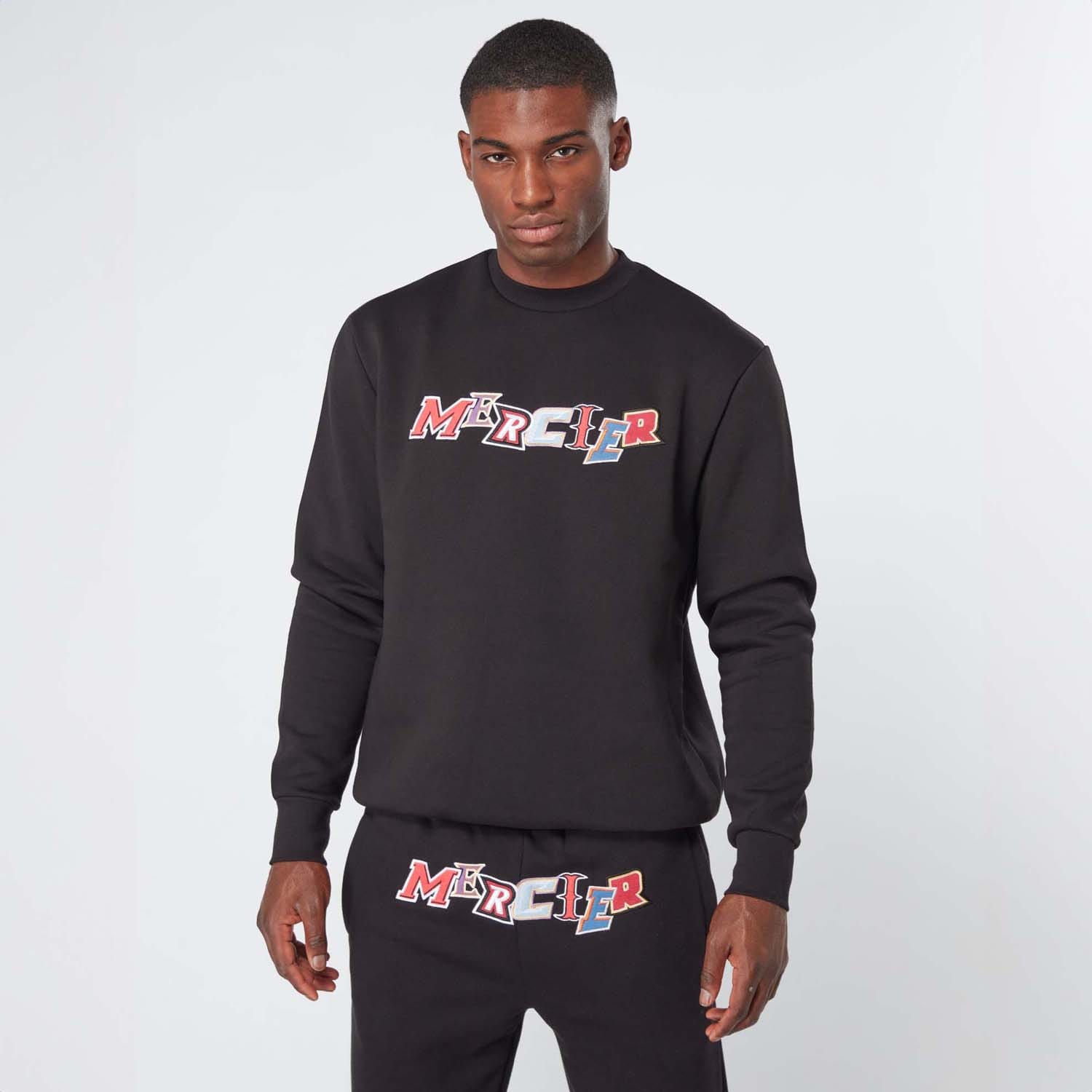 Mercier Mens Anonymous Crewneck Sweatshirt in Black Cotton - Size X-Small