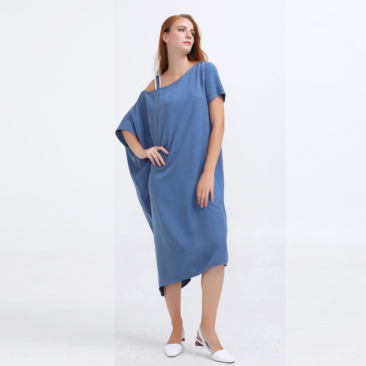Smart & Joy Minimalist Asymmetric Off-the-Shoulder Loose Dress klänningar dam – bild 2