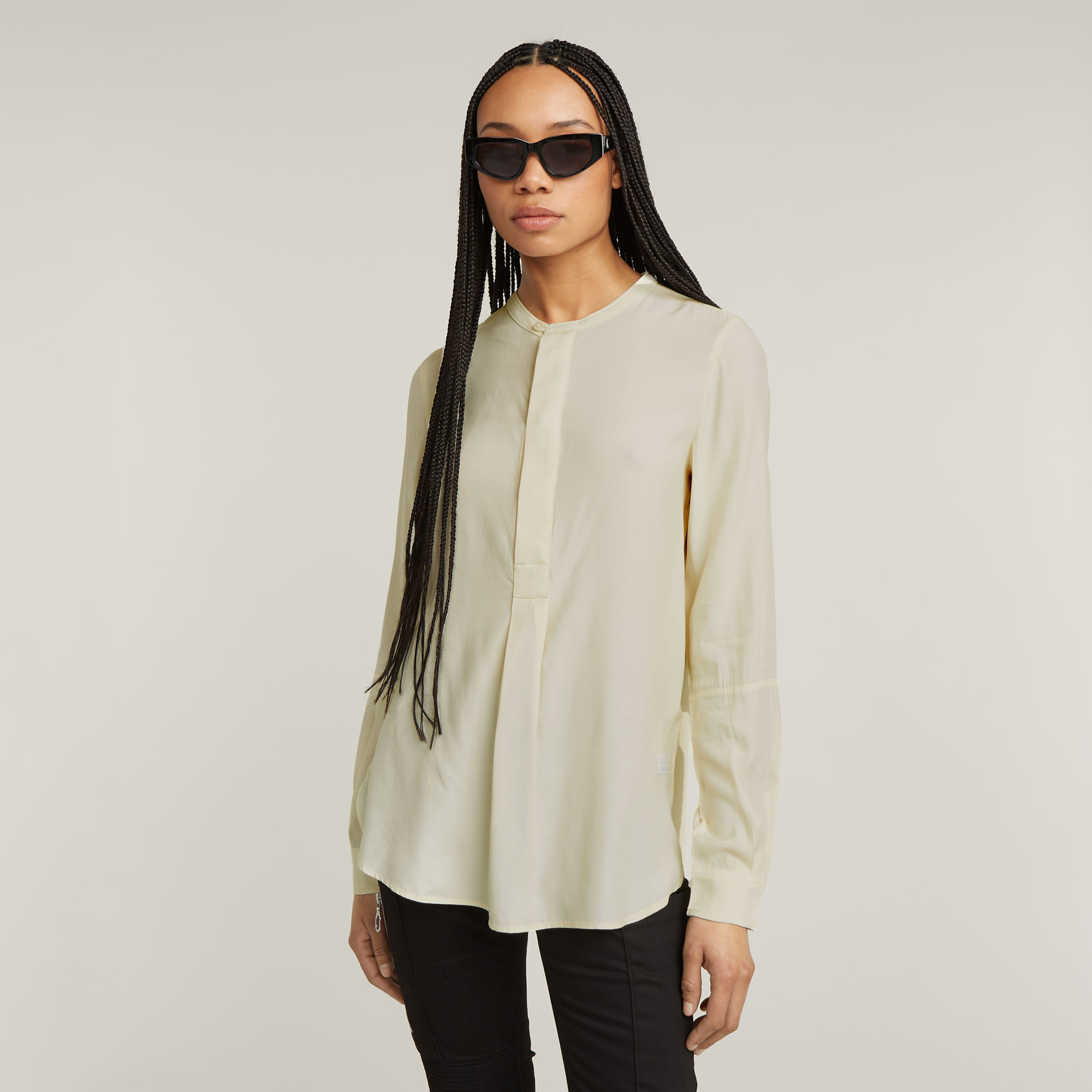 G Star Raw Womens G-Star RAW Half Placket Top - White Viscose - Size Large