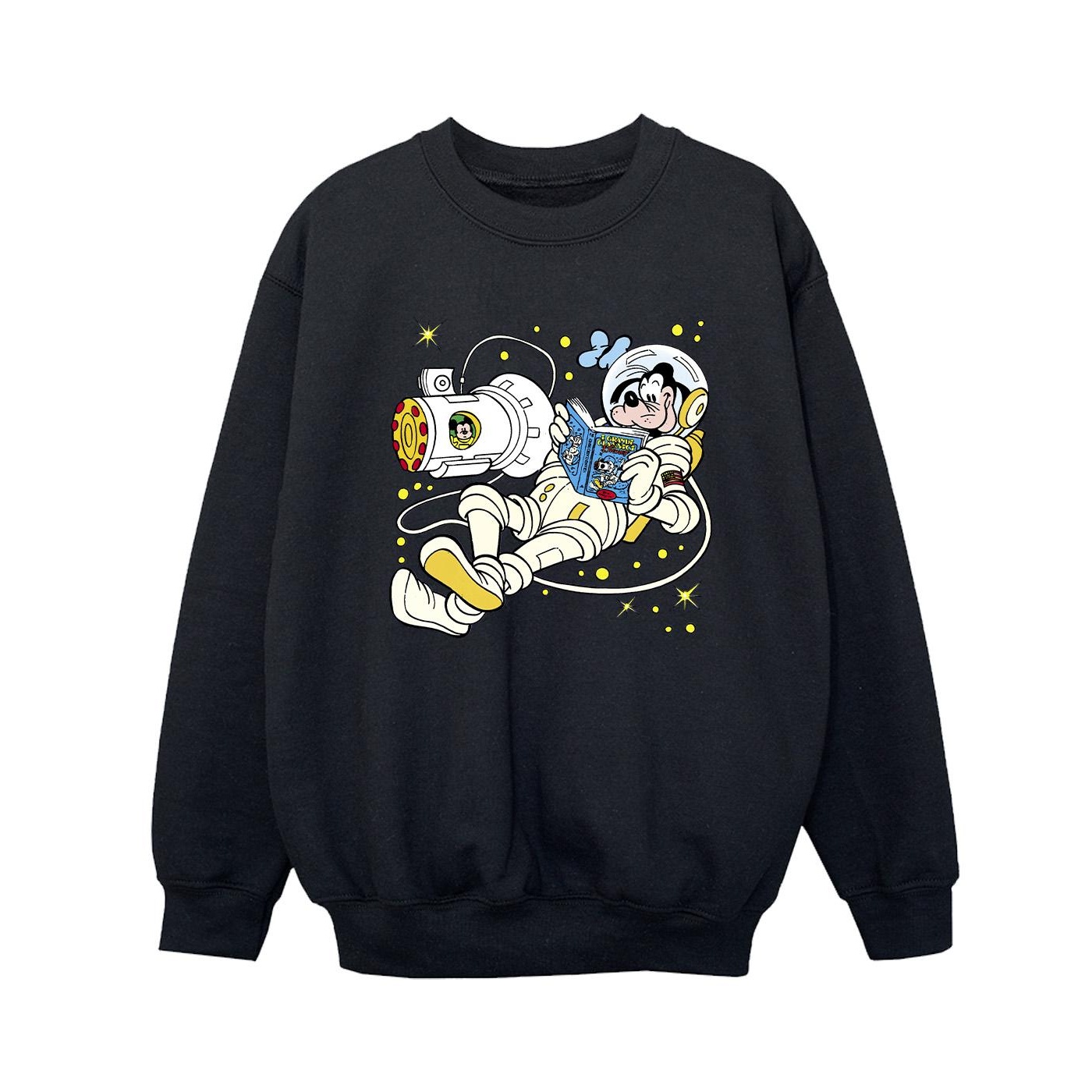 Disney - "Goofy Reading In Space" Sweatshirt für Jungen (Schwarz)