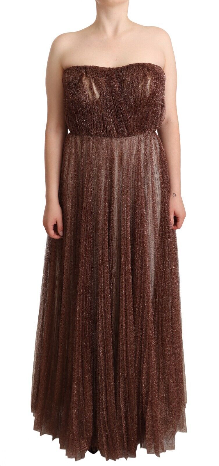 Dolce & Gabbana Metallic Bronze Maxi Gown Womens Dress – Size X-Small