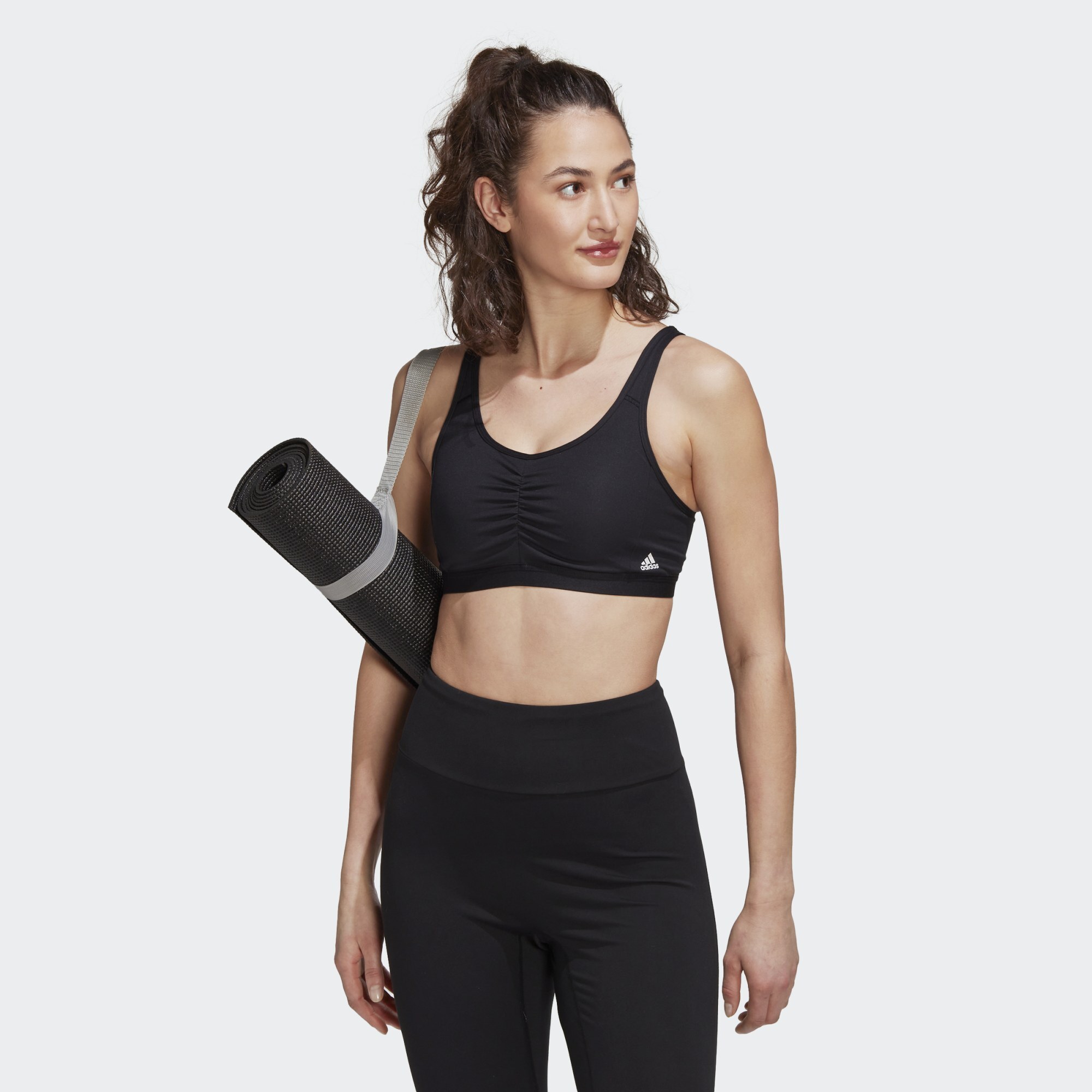 adidas Performance Womens Coreessentials Medium-Support Bra – Black Recycled Material – Size XS (A-C)