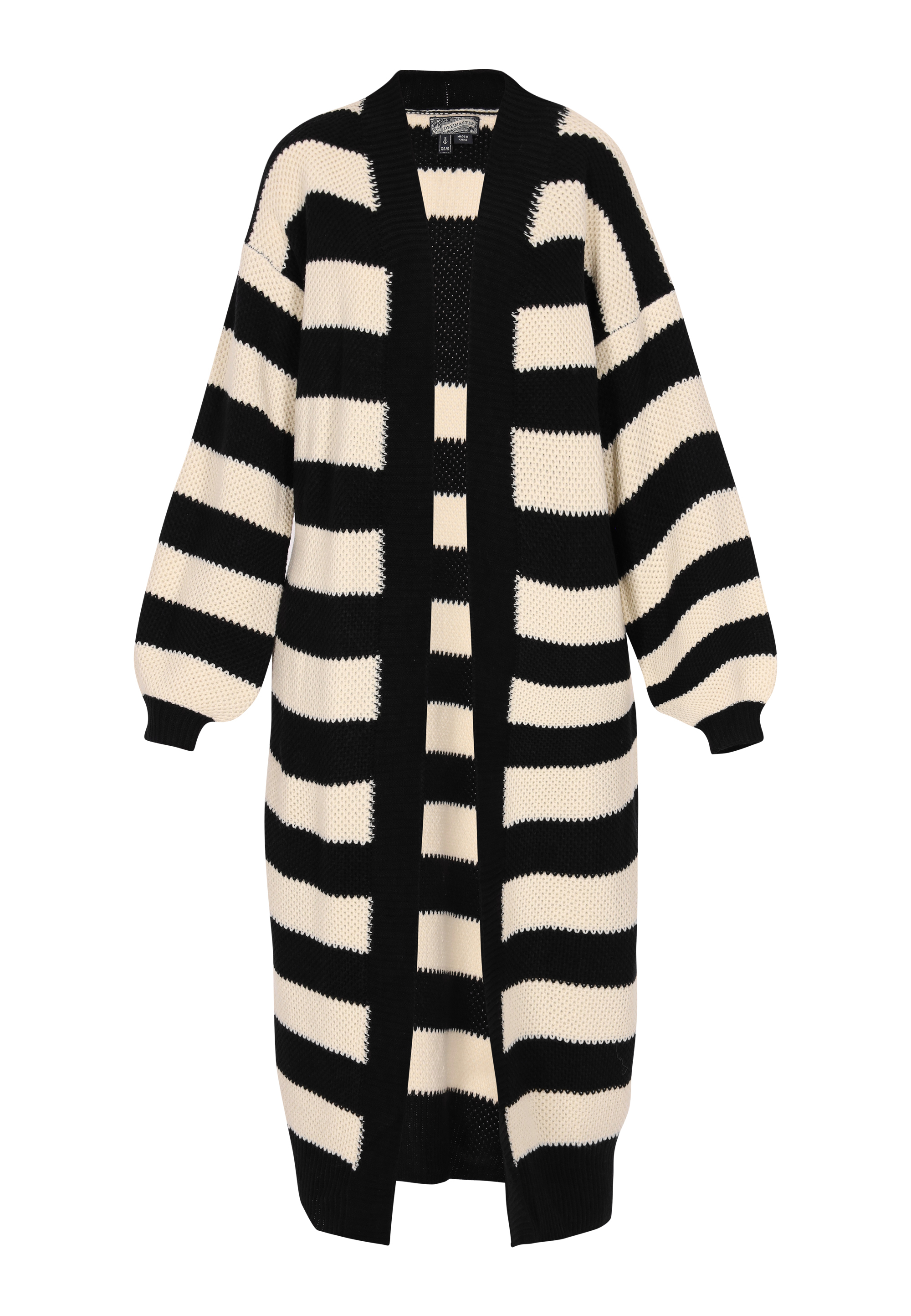 Thumbnail - Dreimaster Cardigan Damen Schwarz Creme Streifen