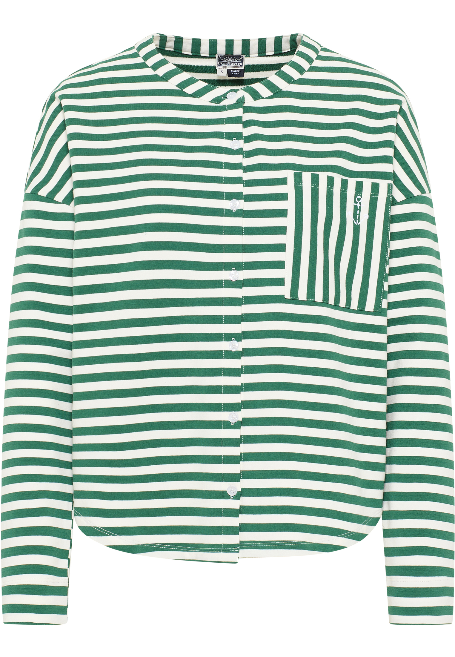 Thumbnail - Dreimaster Sweat Jacke Damen Grün Weiss