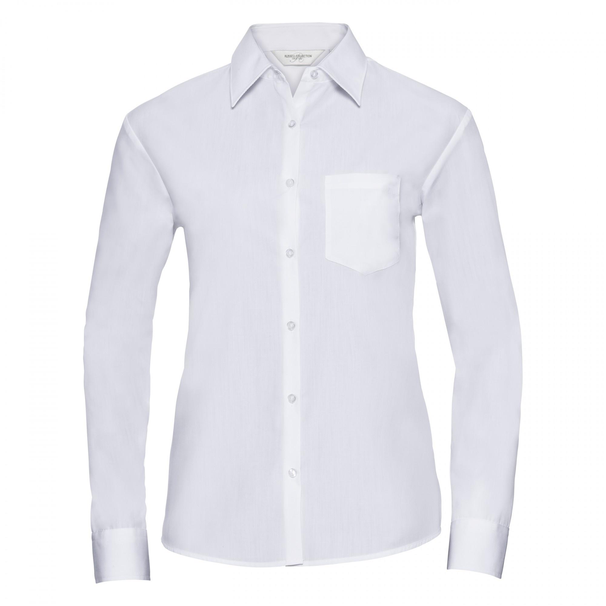 Russell Collection Damen Langarm Bluse (Weiß)