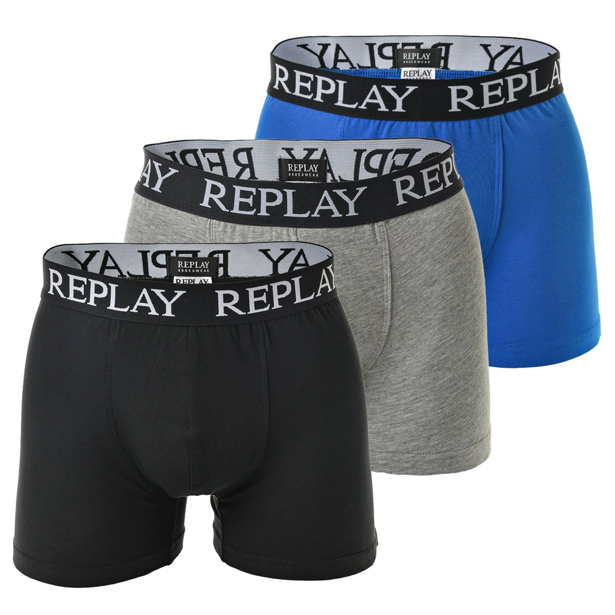 Replay - Boxer Basic Cuff Logo 3 Pack - Boxershorts Heren-XL