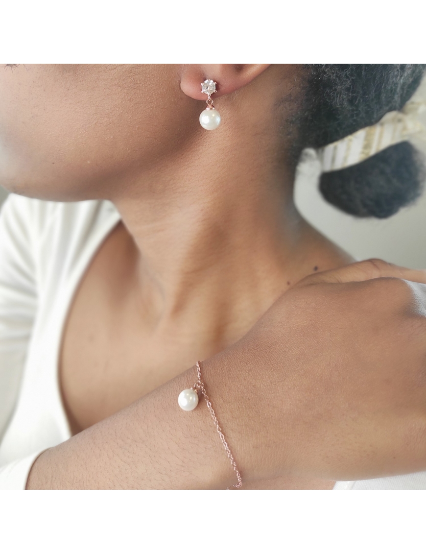 MYC Paris Pauline Crystal Pearl Set roséguld och kristall örhängen dam – bild 2