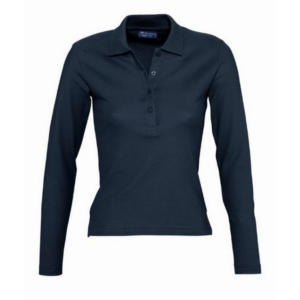 Thumbnail - SOLS Damen/Damen Podium Langarm-Piqué-Poloshirt aus Baumwolle (Navy)