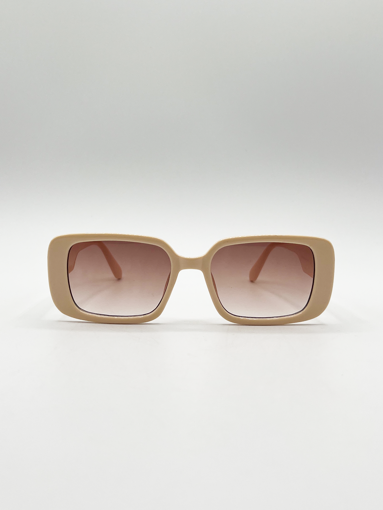 SVNX Womens Oversized Rectangle Sunglasses in Beige - One Size