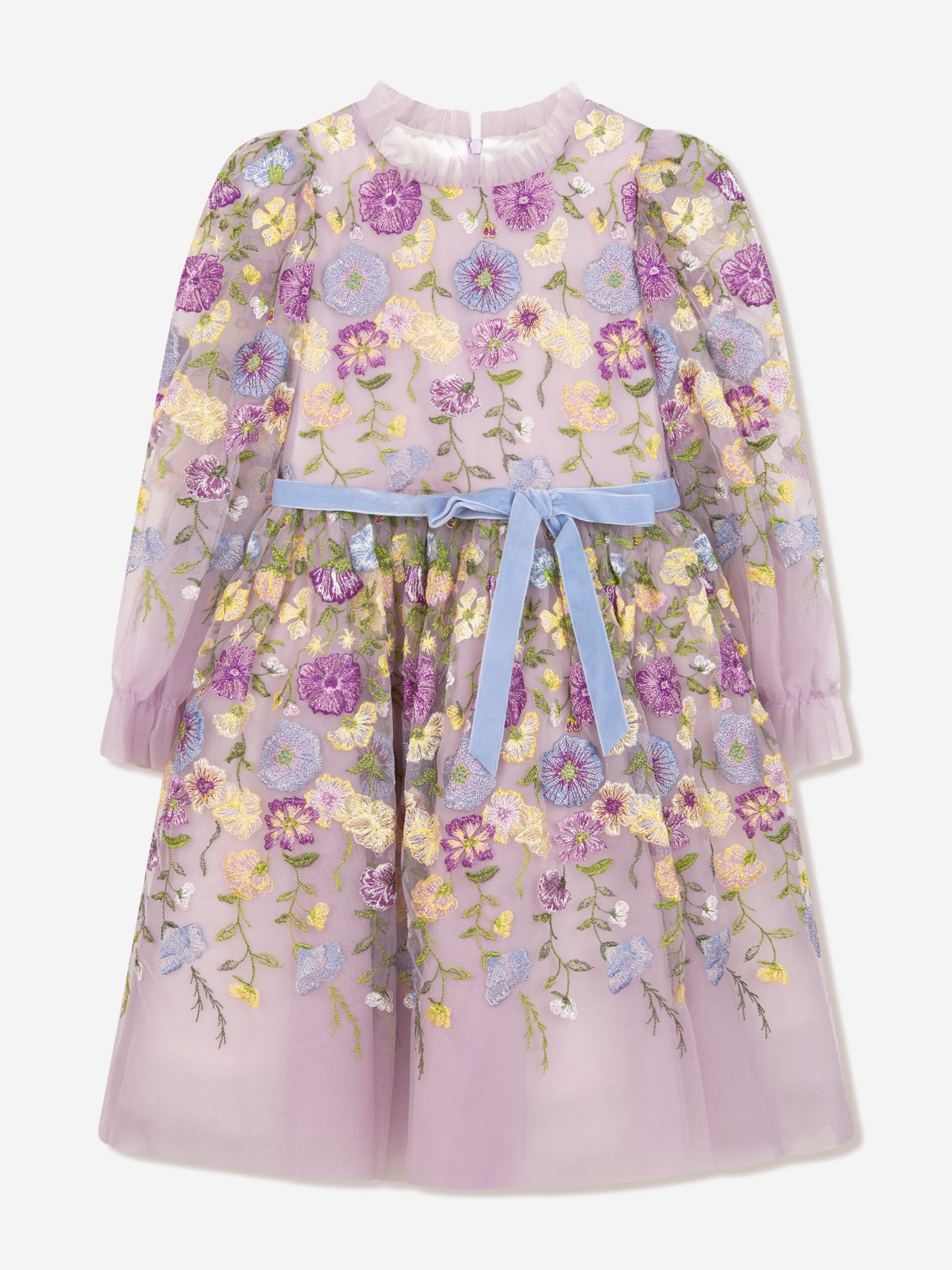Marchesa Girls Flower Embroidered Tulle Gown in Multicolour – Size 12Y