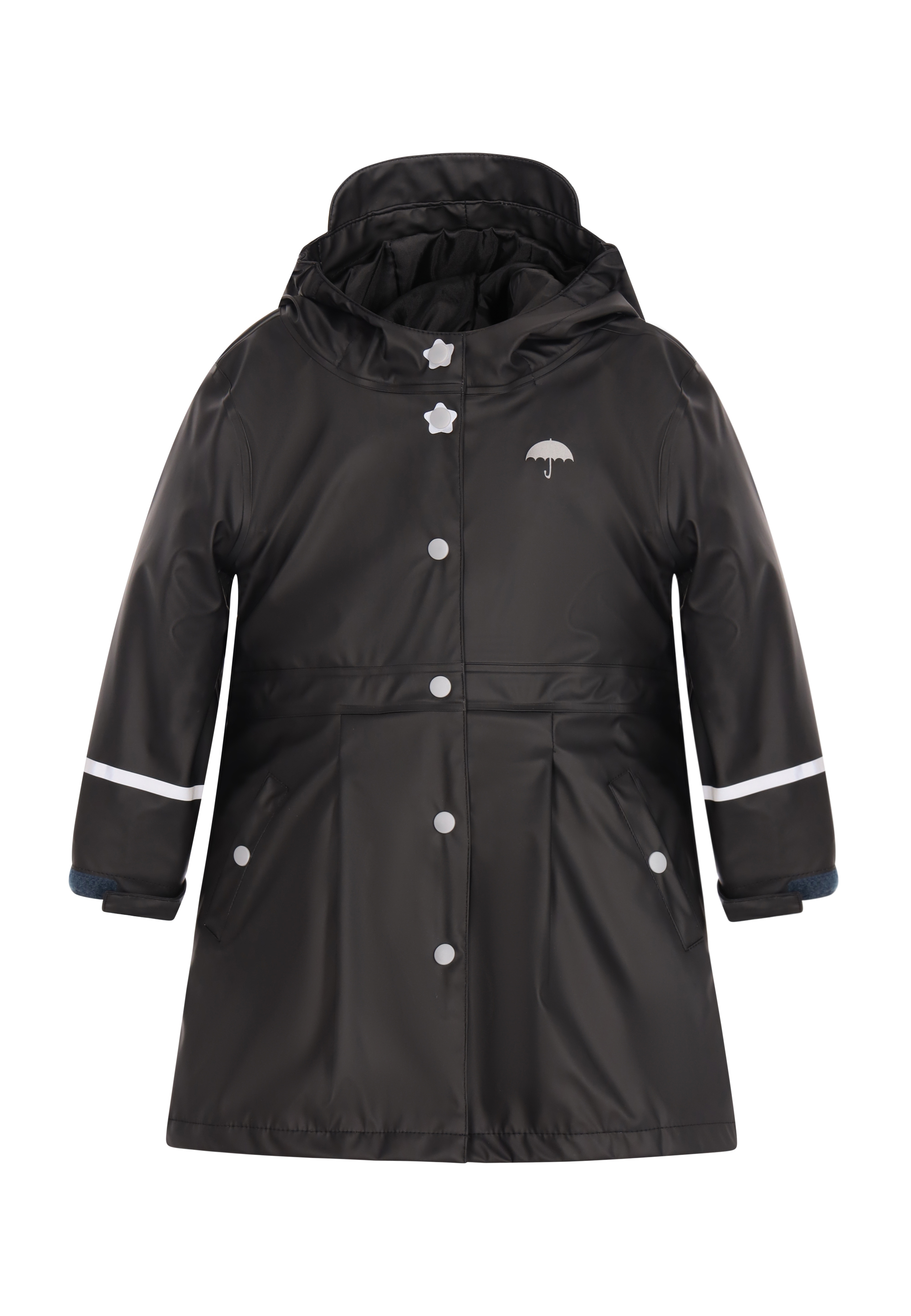 Thumbnail - Schmuddelwedda Regenmantel aus recyceltem Polyester Mädchen schwarz