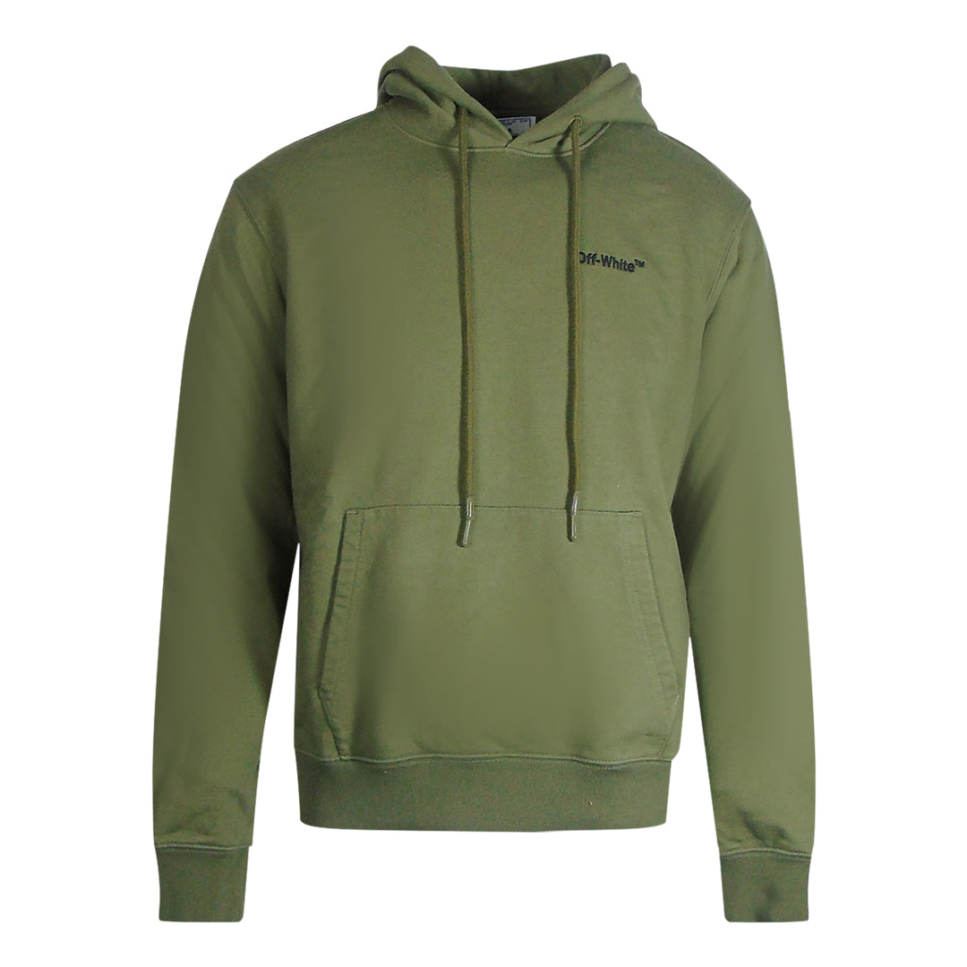 Thumbnail - Off-White Helvetica Logo Slim Fit Grüner Kapuzenpullover