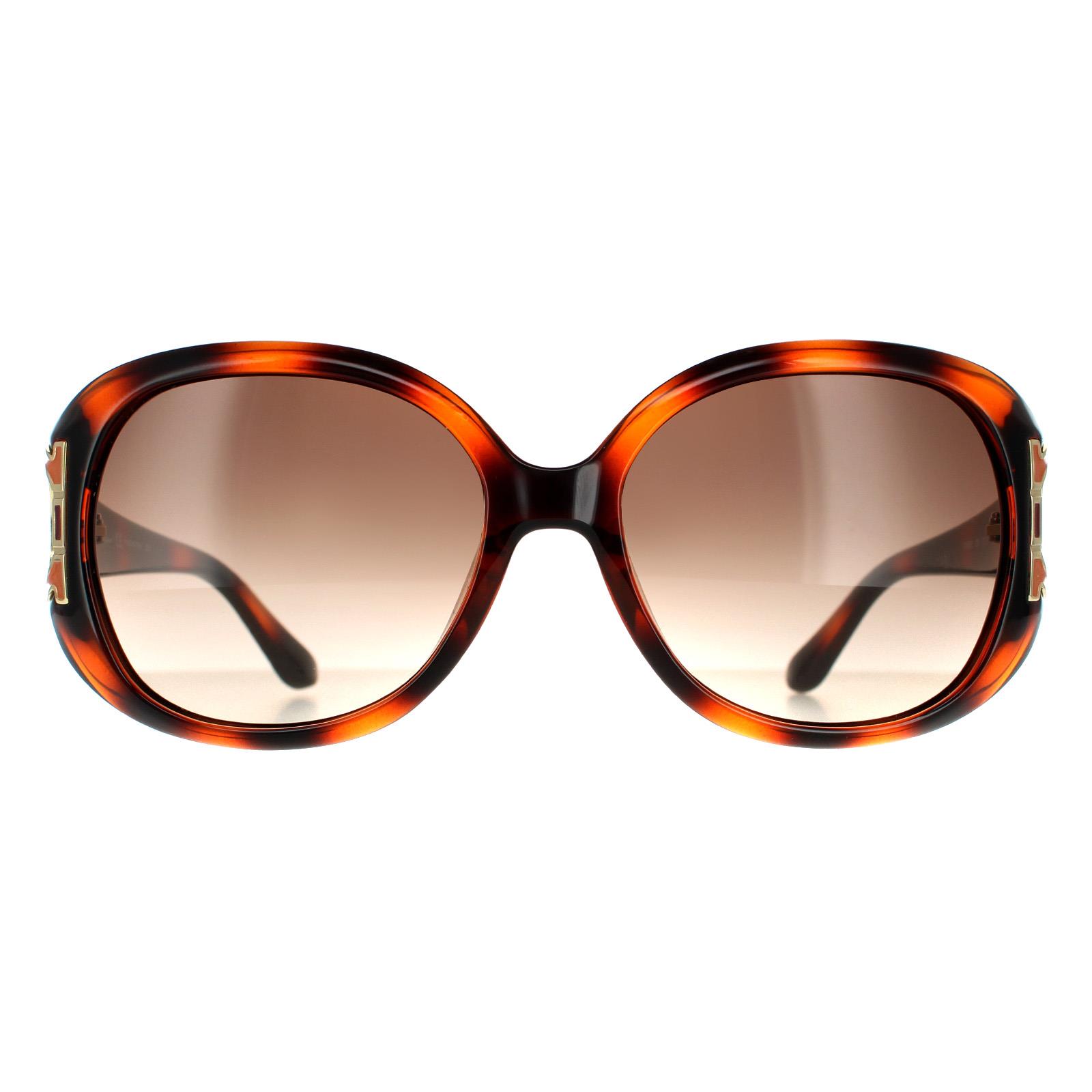 Thumbnail - Salvatore Ferragamo Oval Damen Schildkröte Braun Gradient Sonnenbrille