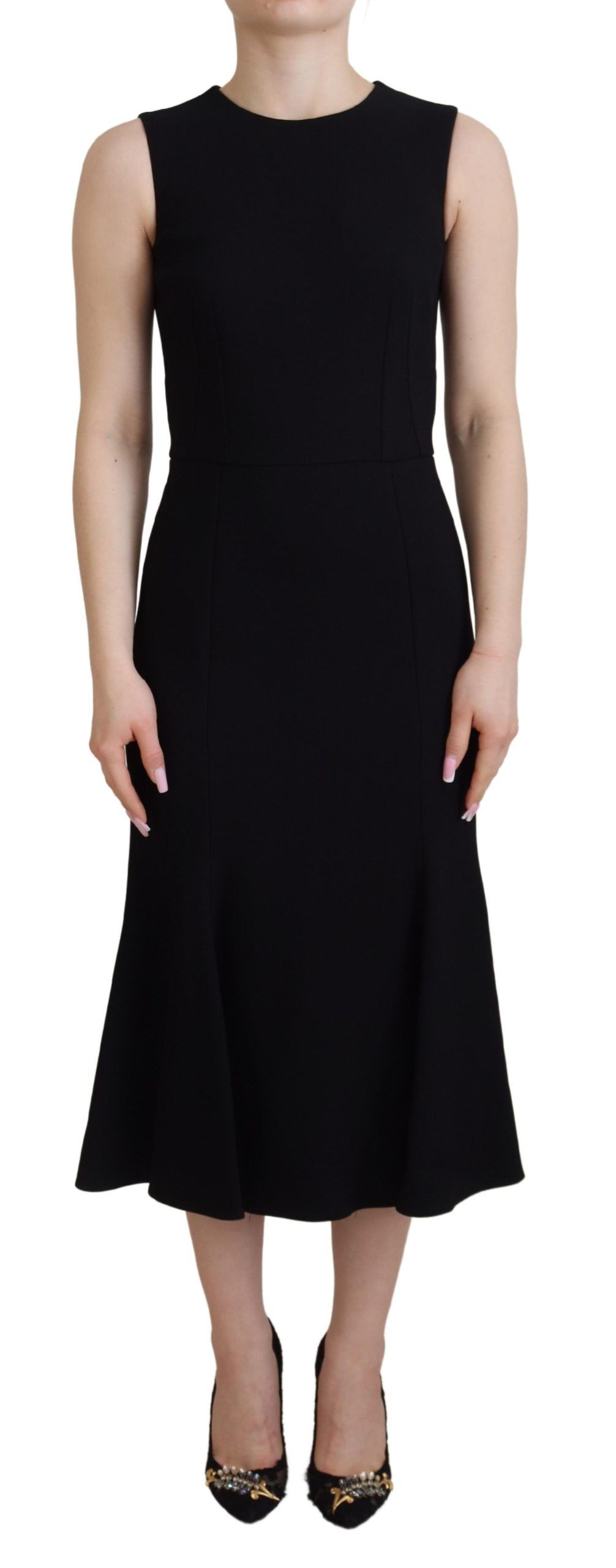 Dolce & Gabbana Black Womens Sheath Flare Viscose Dress - Size Medium
