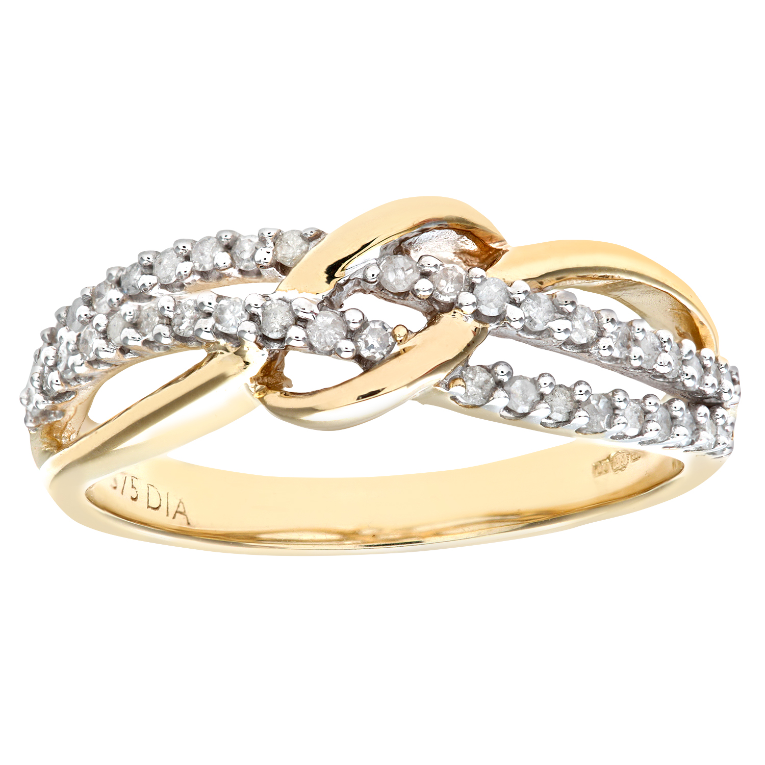 Diamant L’Eternel Womens 9ct Yellow Gold 0.20ct Diamond Fancy Curve Eternity Ring – Size P