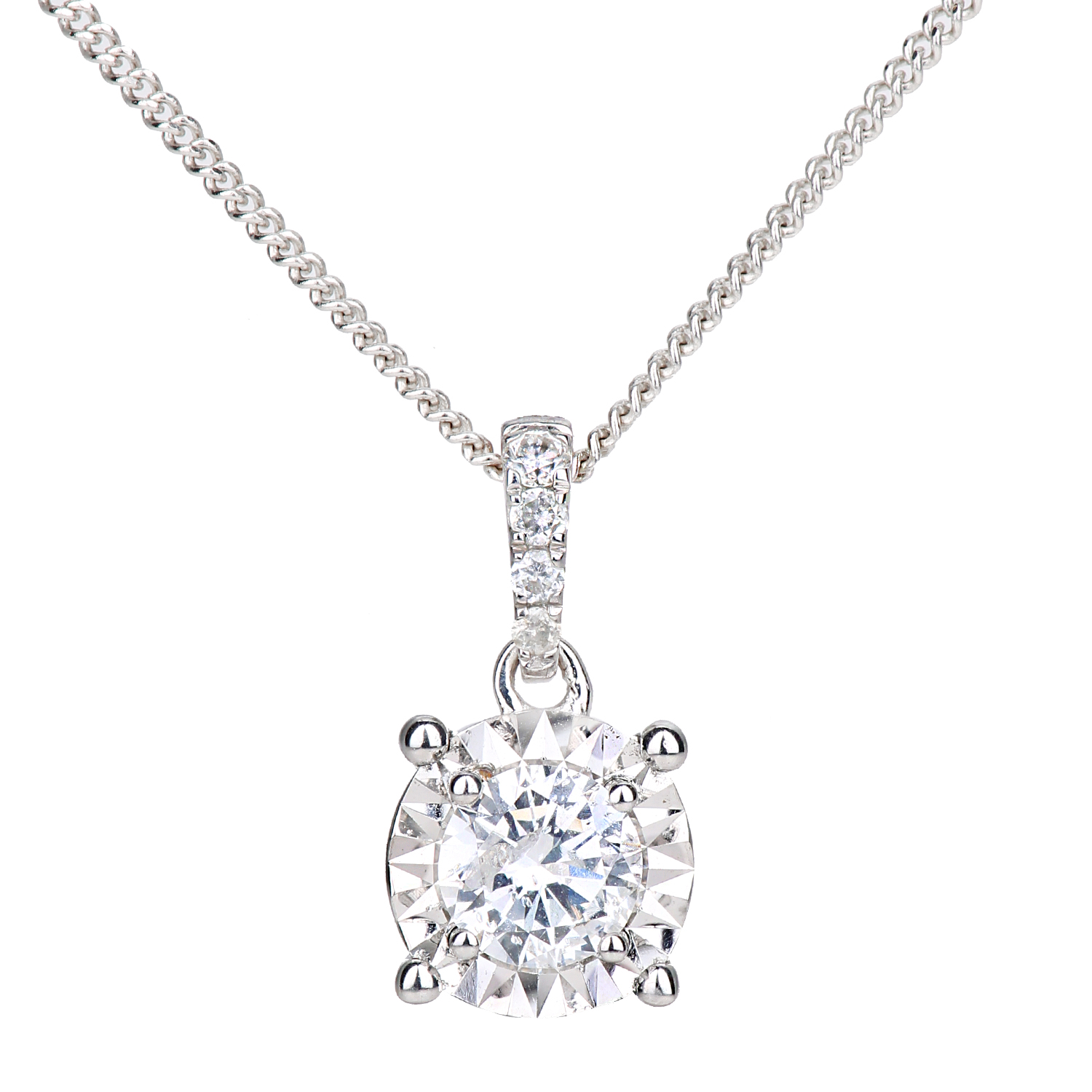 Diamant L’Eternel Womens 18ct White Gold Pendants With 0.31ct Diamond – One Size – One Size