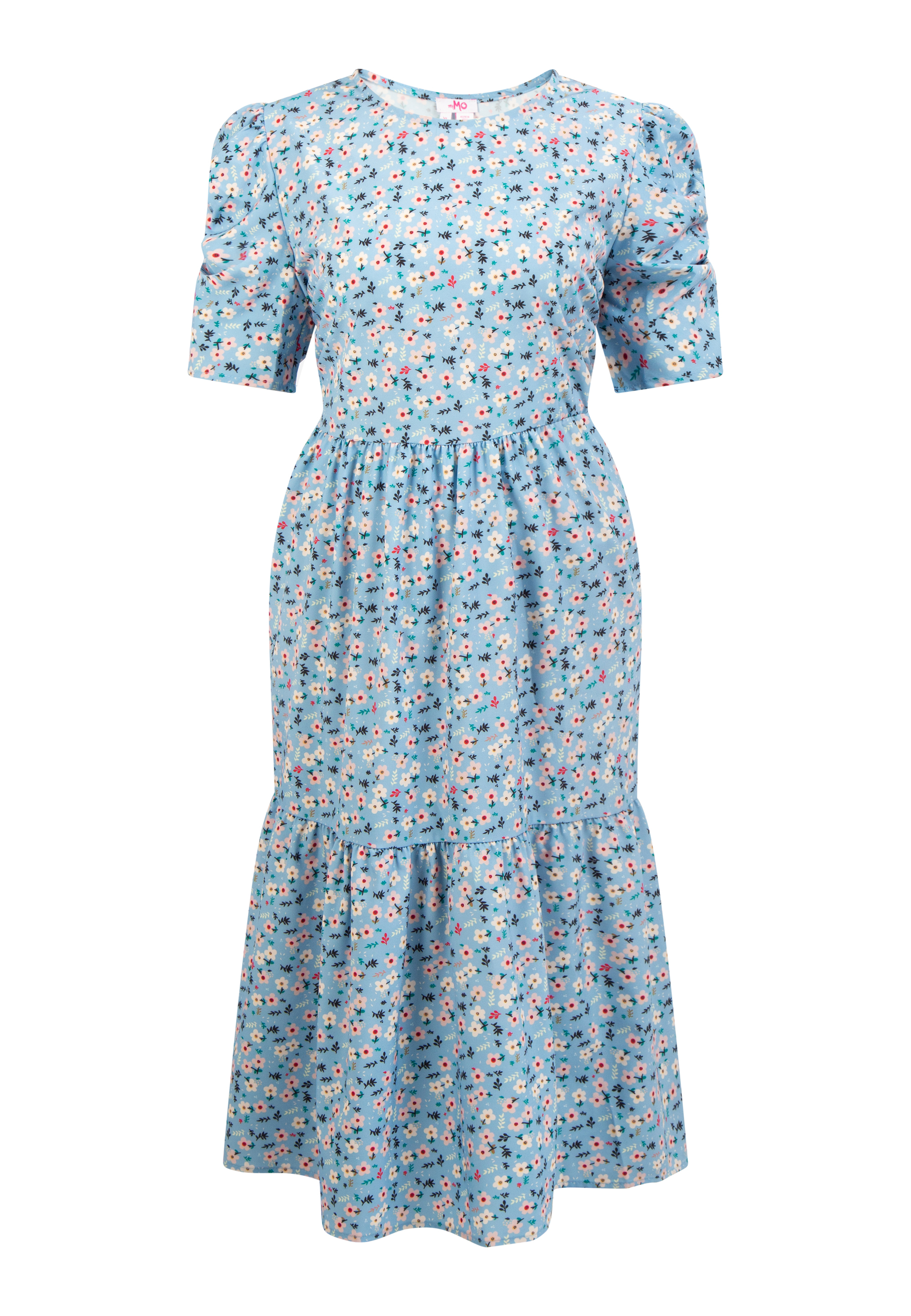 Thumbnail - Mymo Midi-Kurzarmkleid Damen Blau Mehrfarbig