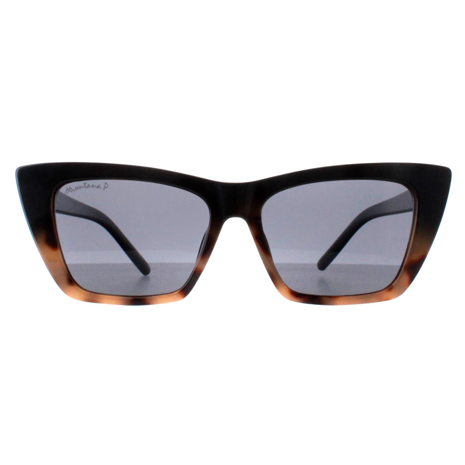 Montana Cat Eye Womens Shiny Black Smoke Polarized MP64 - One Size