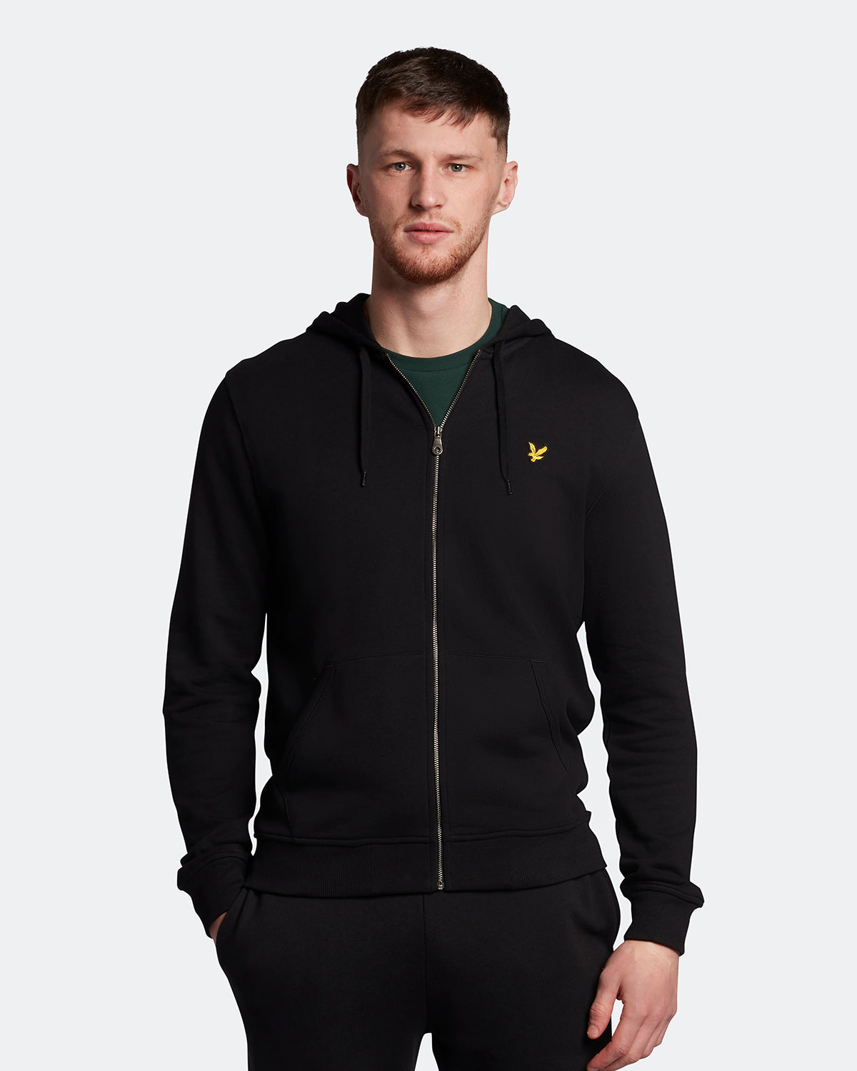 Lyle & Scott Men's Loopback Cotton Fit Full Zip Hoodie in Jet Black