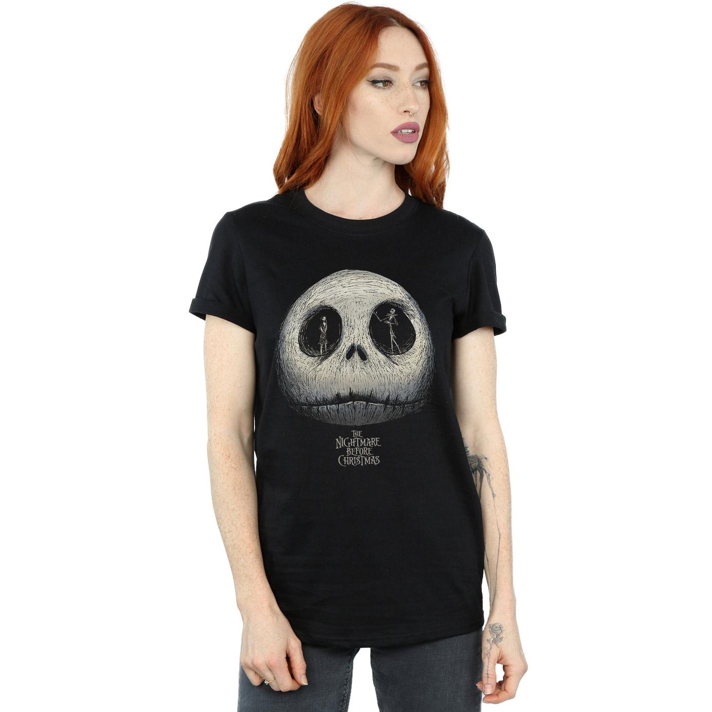 Disney Womens/Ladies Nightmare Before Christmas Jack´s Eyes Cotton Boyfriend T-Shirt (Black) dam – bild 2
