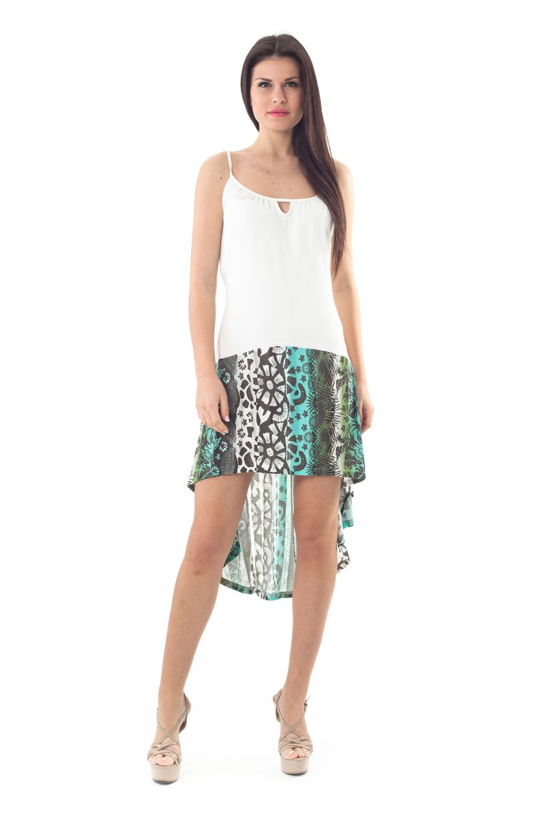 Contrast print hoog laag jurk