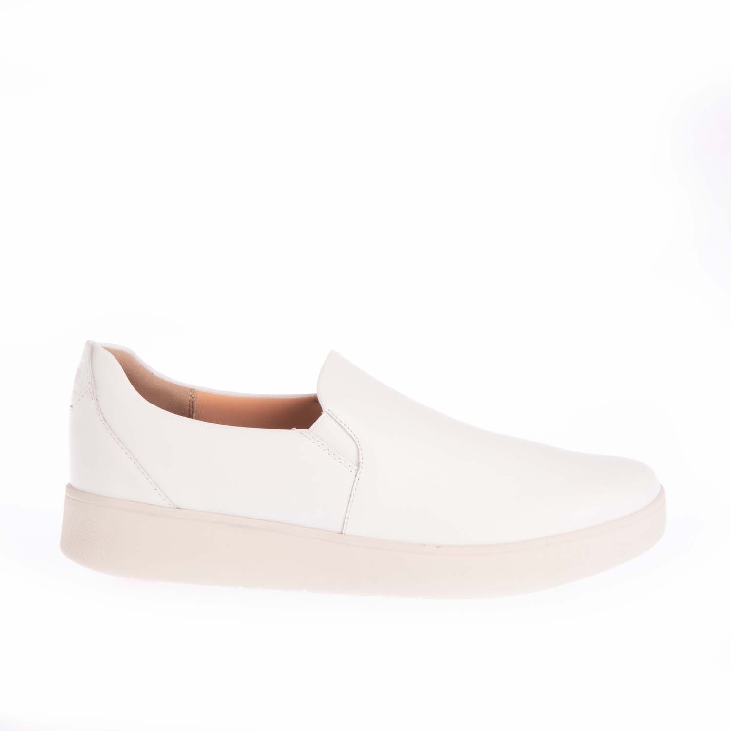 Women's Fit Flop Rally Leather Slip-On Skate Trainers in White