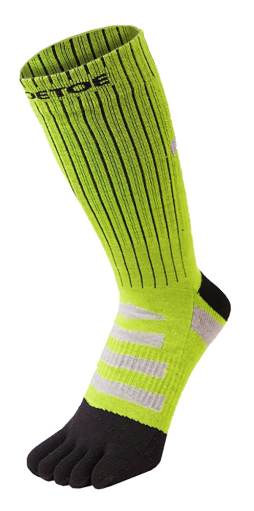 TOETOE - Mens & Ladies Outdoor 3D Terry Walker Cushioned Wool Toe Socks - Black & Green - Size UK 6-8