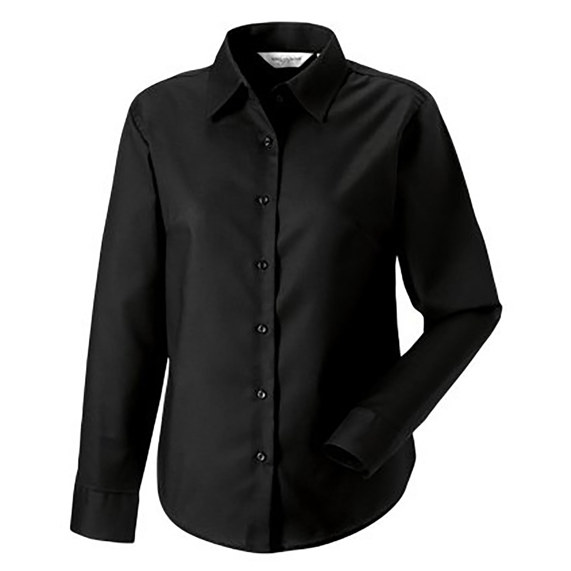 Russell Athletic Russell Collection Ladies/Womens Long Sleeve Easy Care Oxford Shirt (Black) skjortor & blusar dam – bild 2