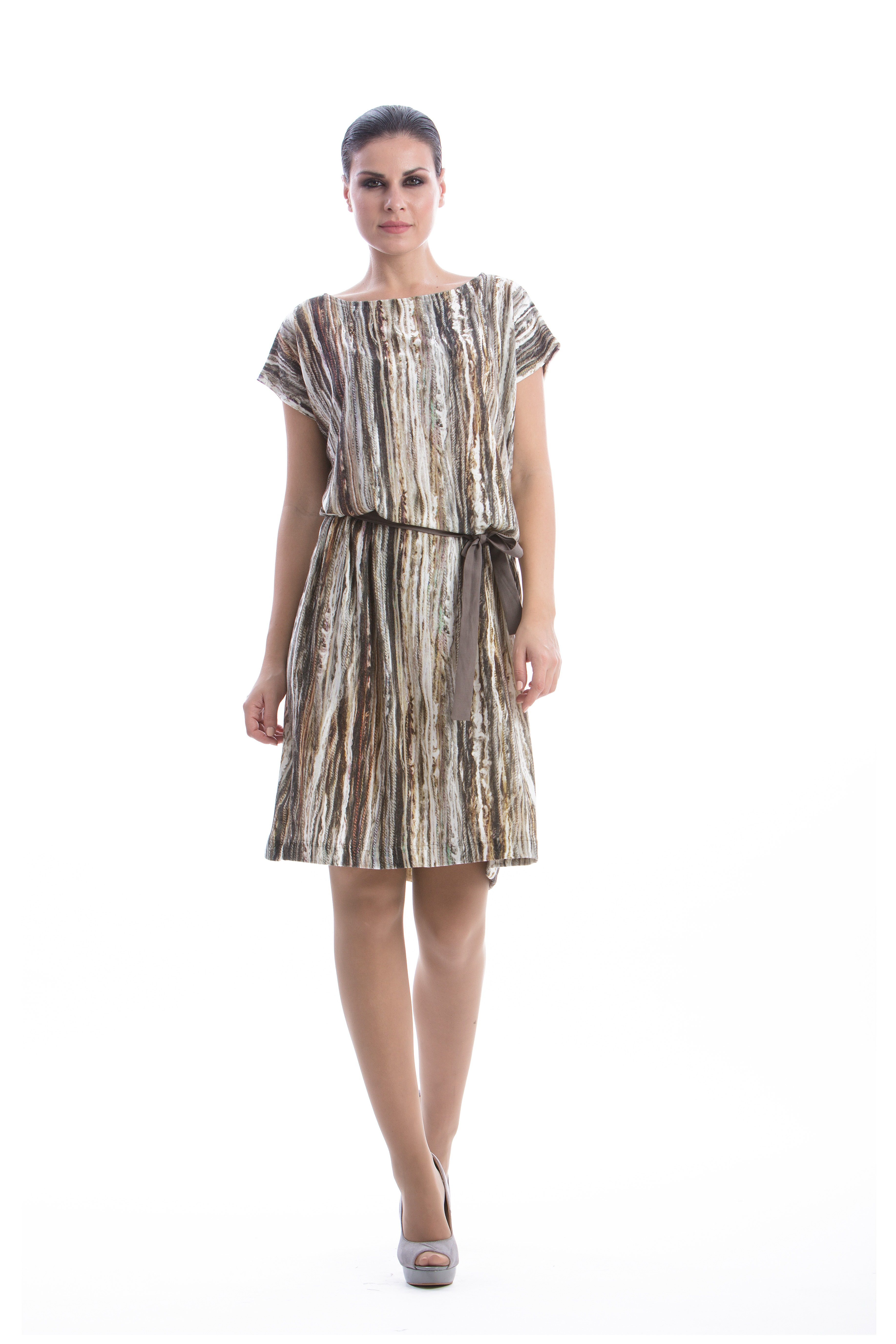 Thumbnail - Gemustertes Sackkleid Olive