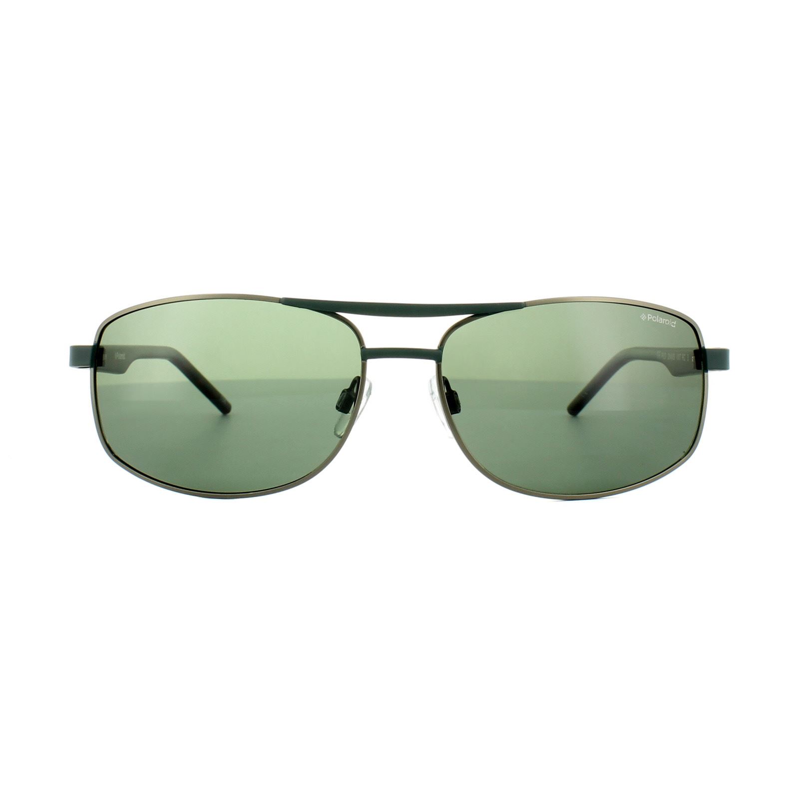 Thumbnail - Polaroid Rectangle Mens Grün Silber Havanna Grün polarisierte Sonnenbrille