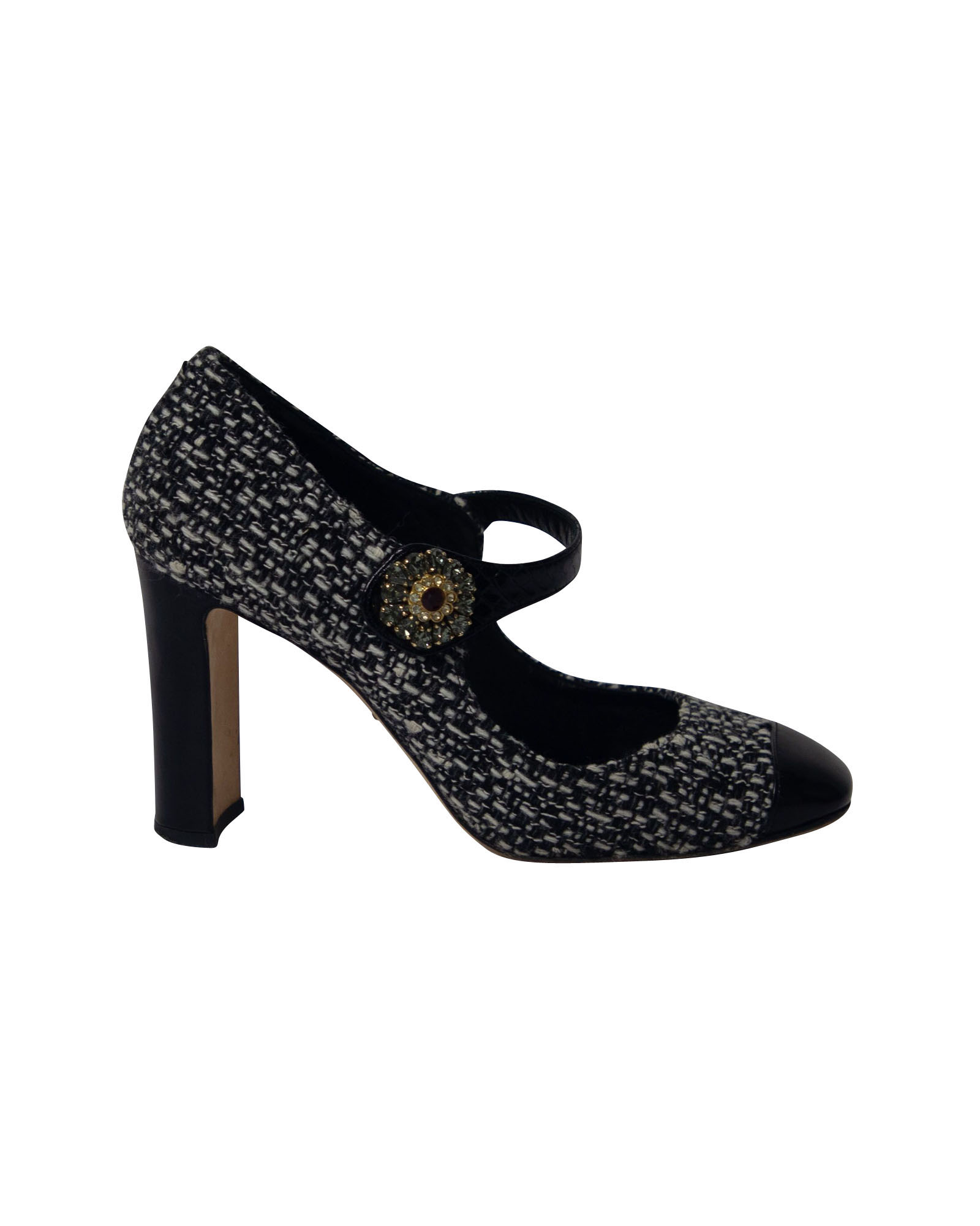 Dolce & Gabbana Pre-owned Womens & Tweed Mary Jane Court Shoes in Black Cotton – Size EU 38